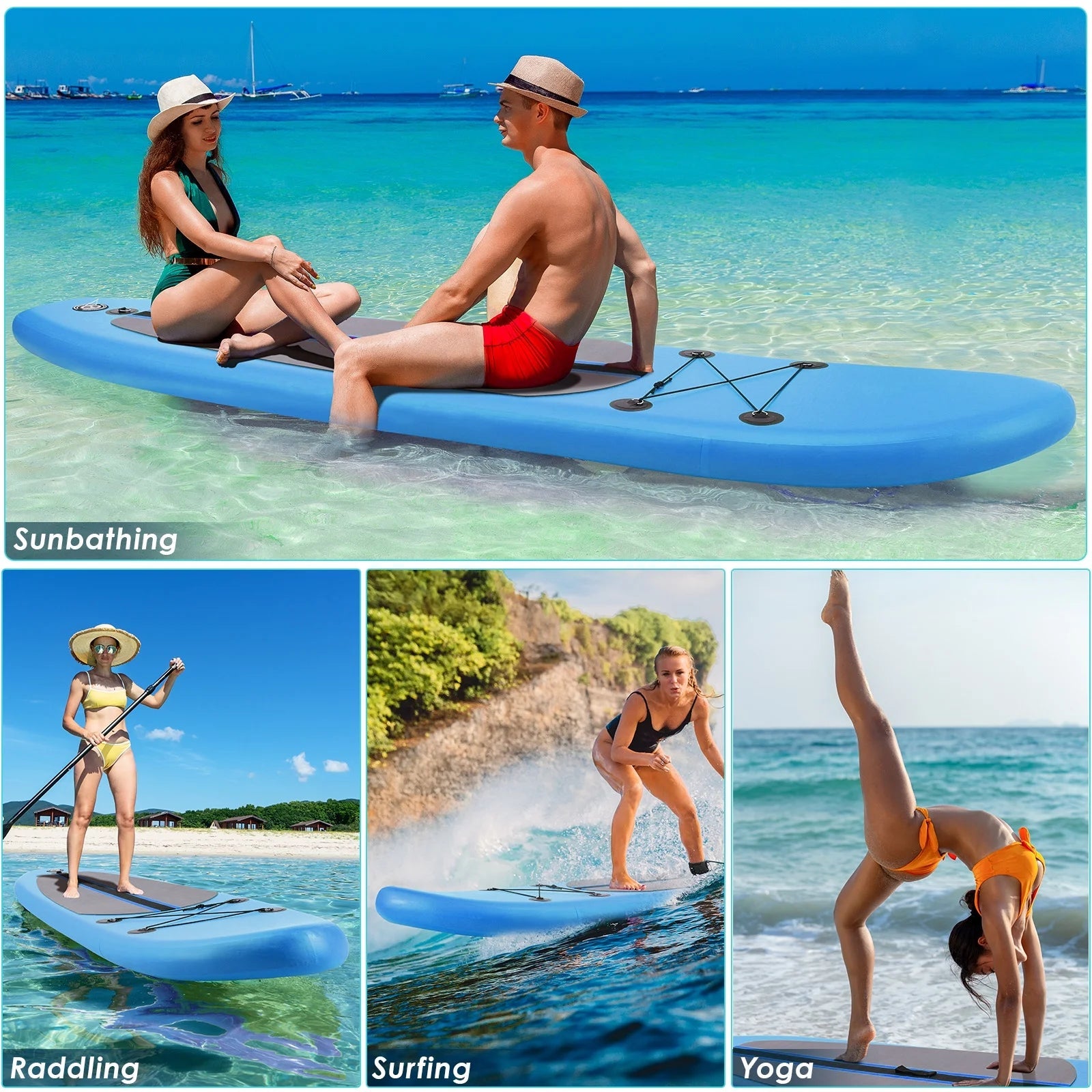 10' Inflatable Stand up Paddle Board SUP Surfboard with Aluminum Paddle for Adults, 6'' Thick - The Vitality Estate