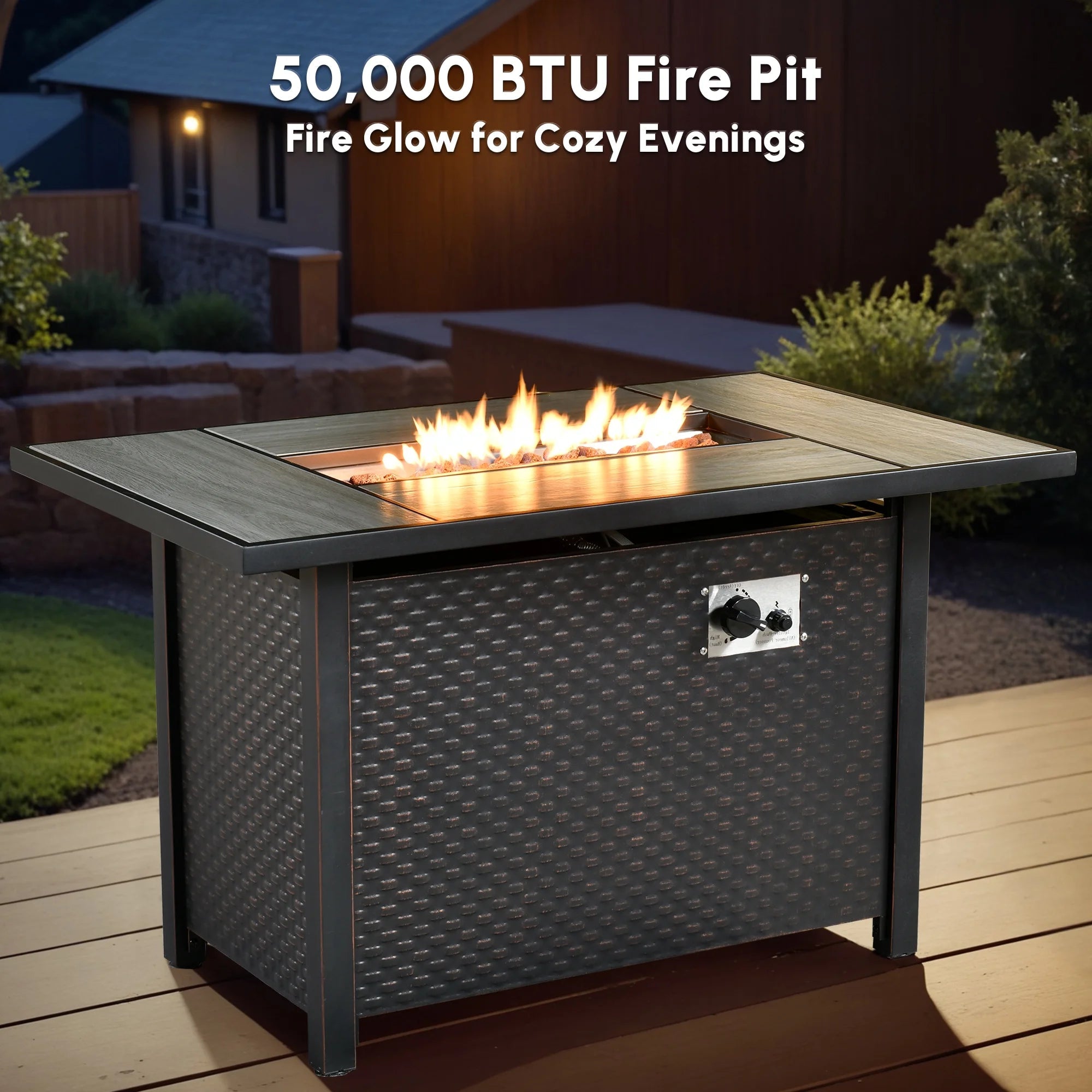 10 Pieces Outdoor Patio Furniture Set with Fire Pit All-Weather Wicker Sectional with Swivel Chairs, Dark Gray - The Vitality Estate