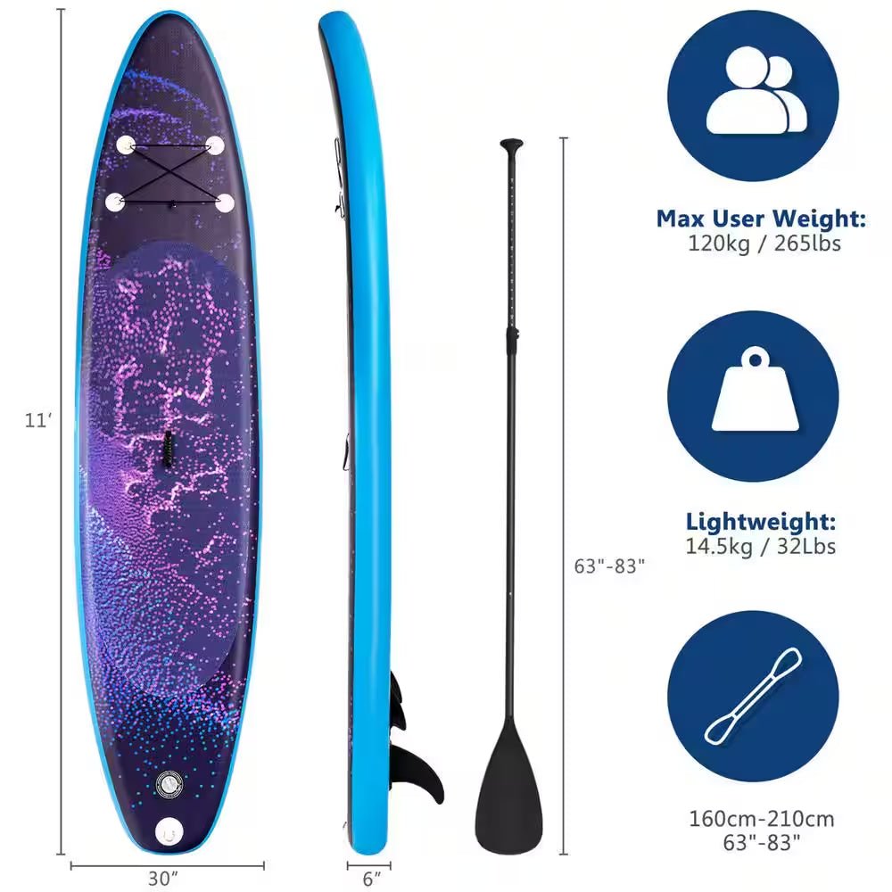 11 Ft. Inflatable Stand-Up Paddle Board Non-Slip Deck Surfboard with Hand Pump - The Vitality Estate