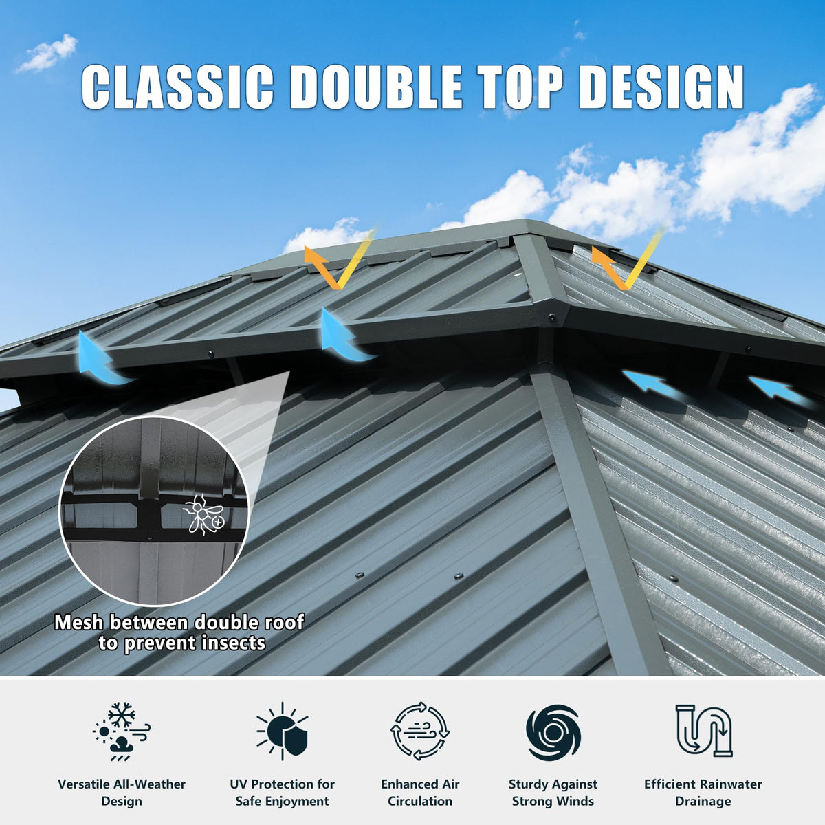 12' x 14' Hardtop Aluminum Outdoor Gazebo - The Vitality Estate