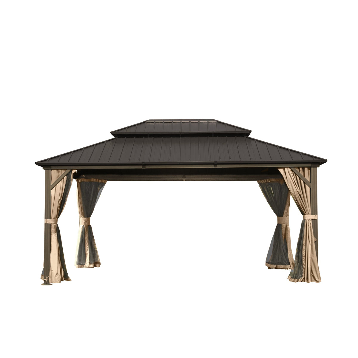12' x 16' Hardtop Aluminum Gazebo with Double Roof Canopy - The Vitality Estate