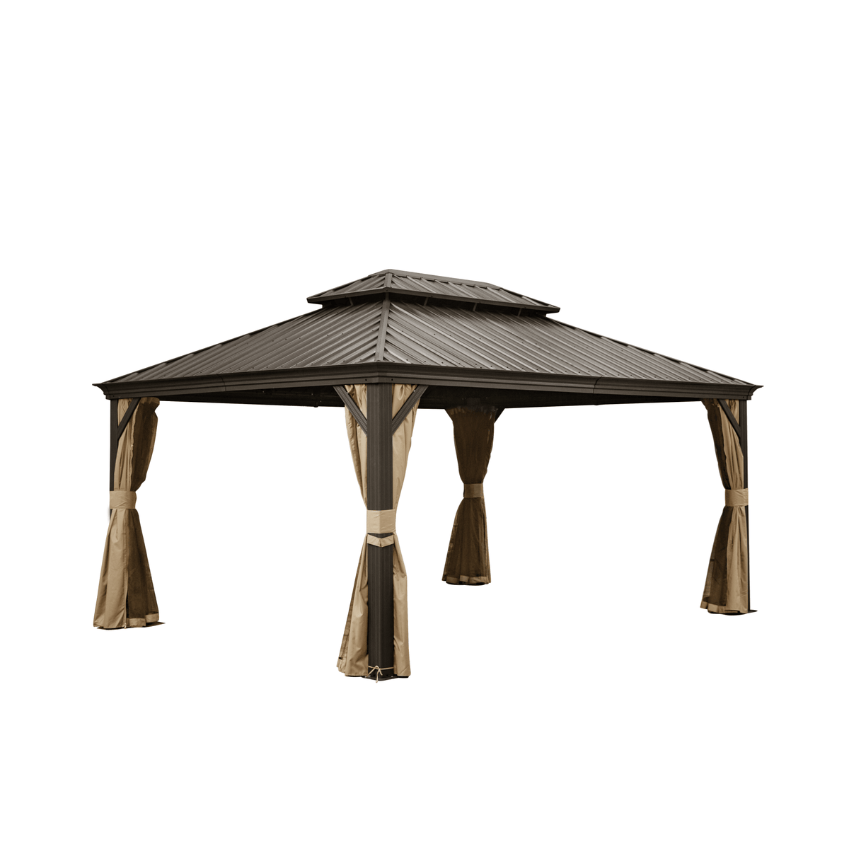 12' x 16' Hardtop Gazebo Outdoor Aluminum Gazebo with Double Canopy - The Vitality Estate