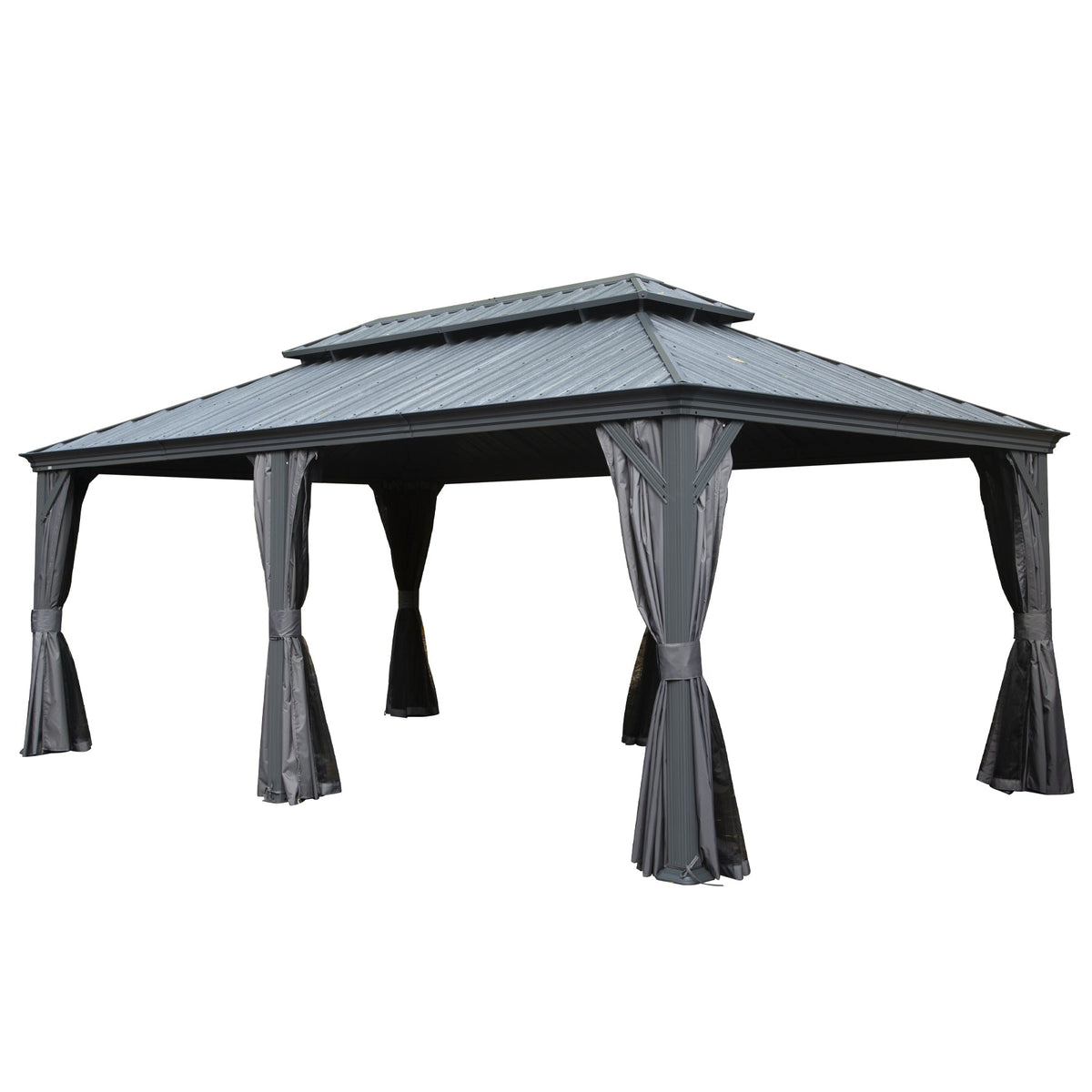 12' x 18' Hardtop Metal Gazebo with Double Roof Canopy - The Vitality Estate