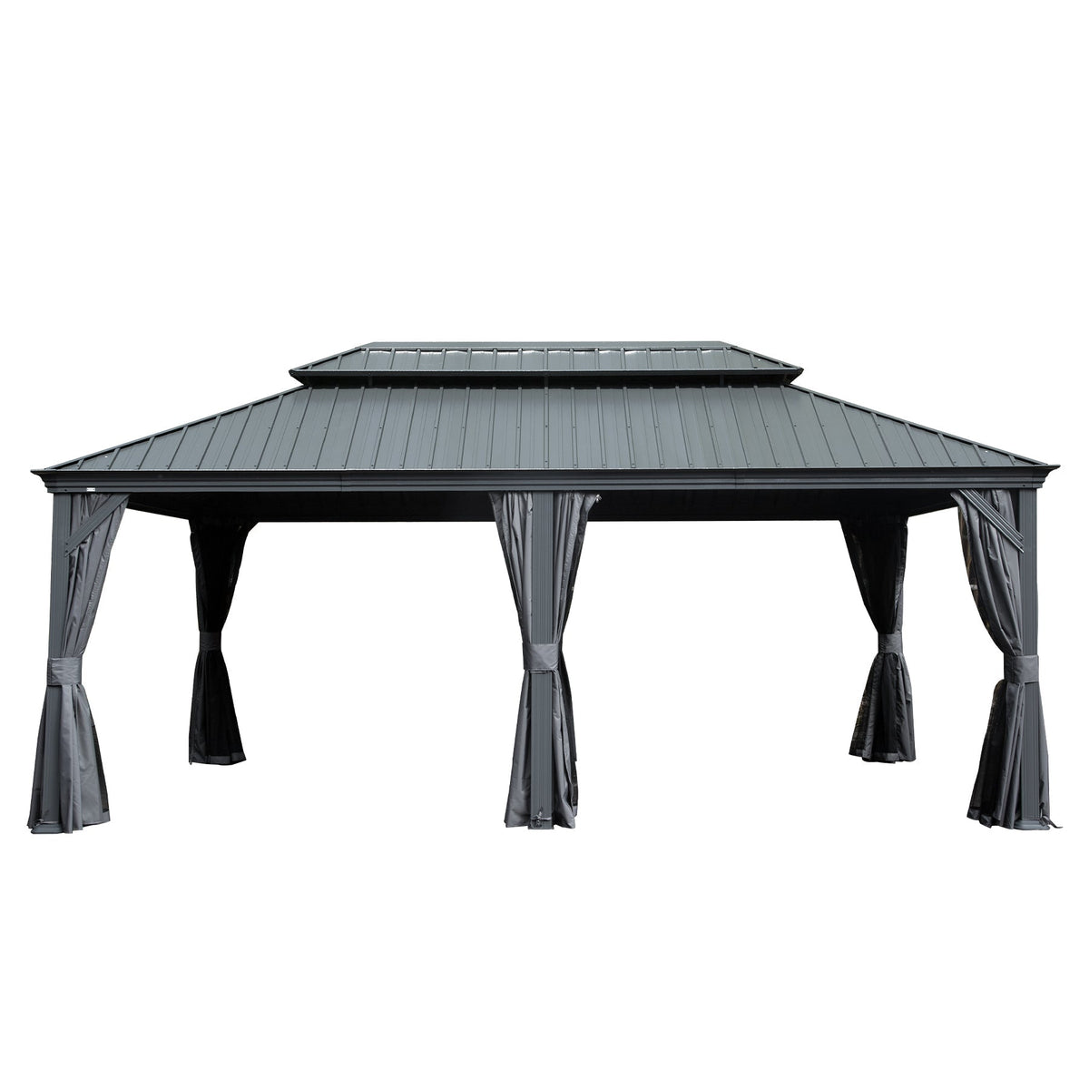 12' x 18' Hardtop Metal Gazebo with Double Roof Canopy - The Vitality Estate