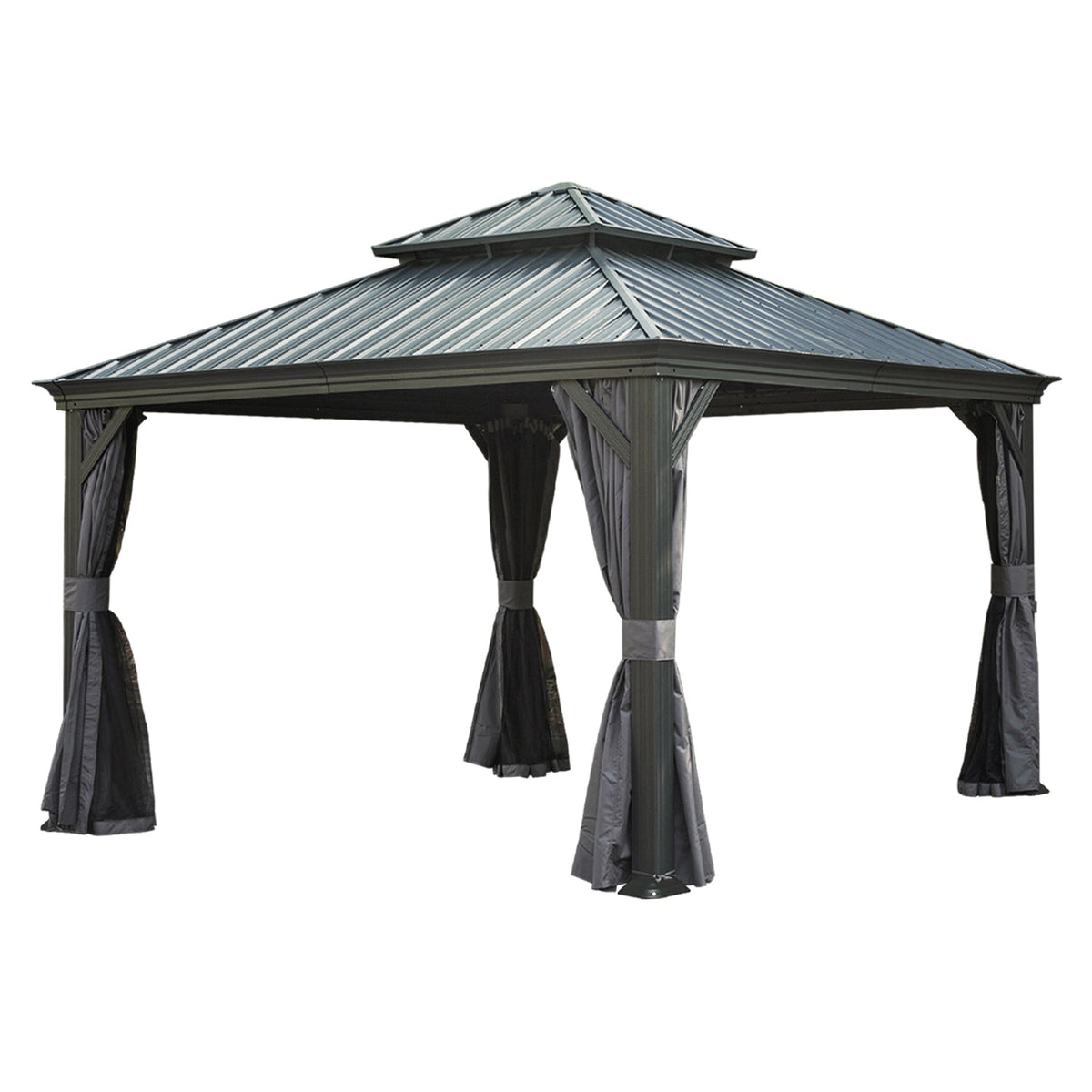 12'x12' Hardtop Gazebo Canopy with Galvanized Steel Double Roof - The Vitality Estate
