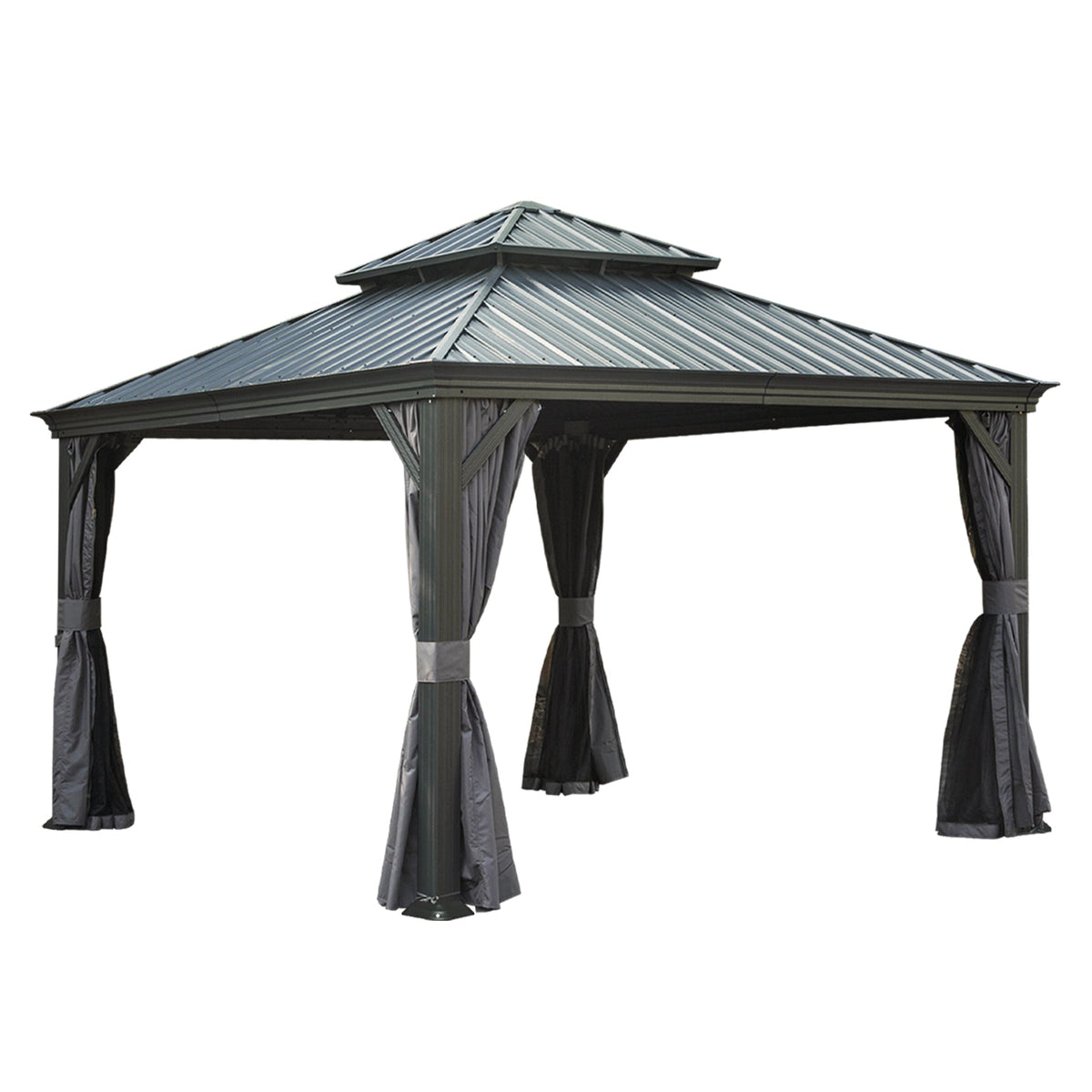 12'x12' Hardtop Gazebo Canopy with Galvanized Steel Double Roof - The Vitality Estate