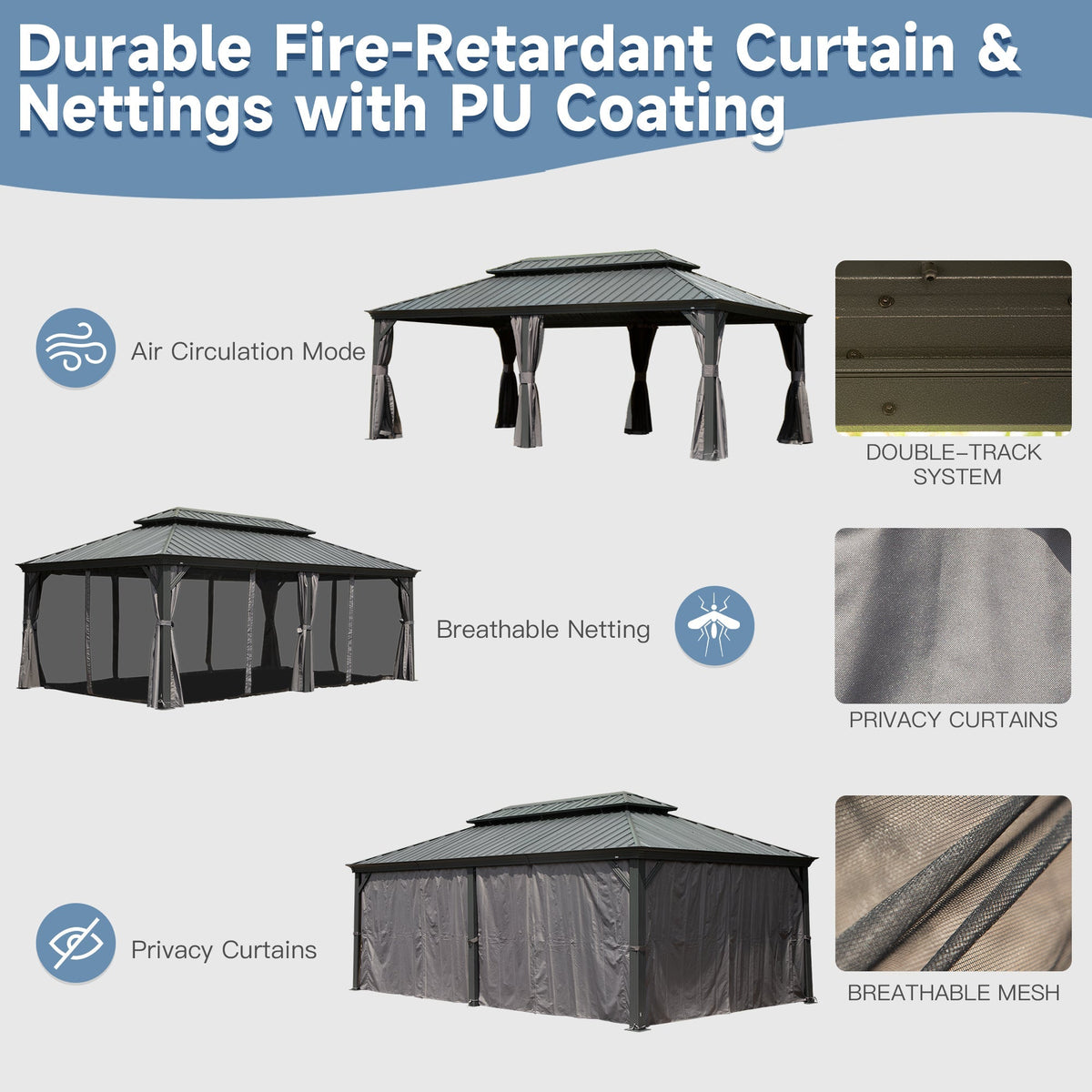 14' x 20' Hardtop Gazebo Outdoor Metal Gazebo Canopy - The Vitality Estate
