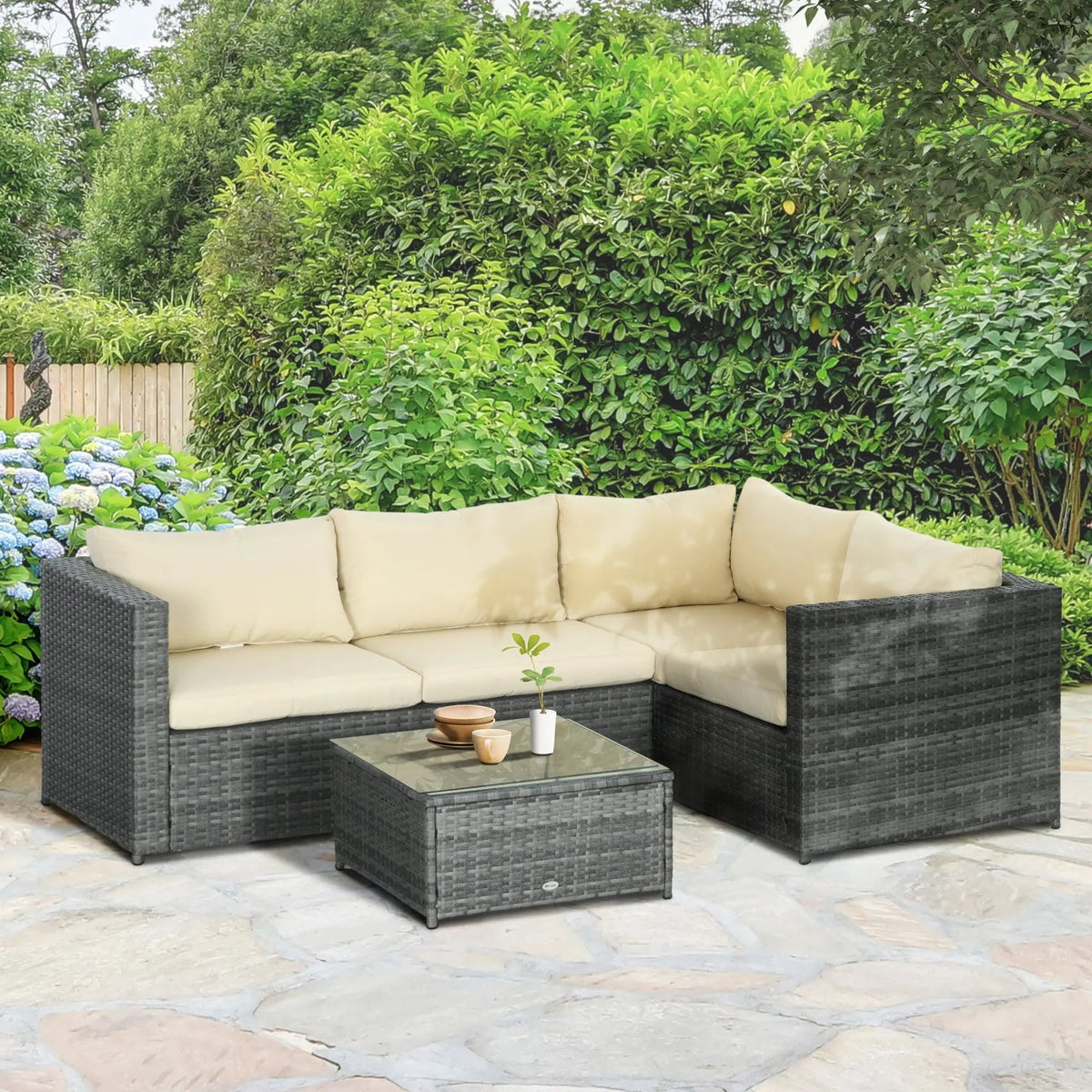2 Piece Rattan Outdoor Patio Couch Set - The Vitality Estate