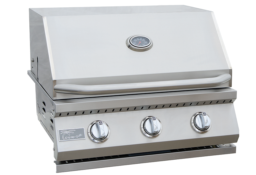 KoKoMo 26” BBQ Grill with 3-Burner Stainless Steel Cart – Freestanding