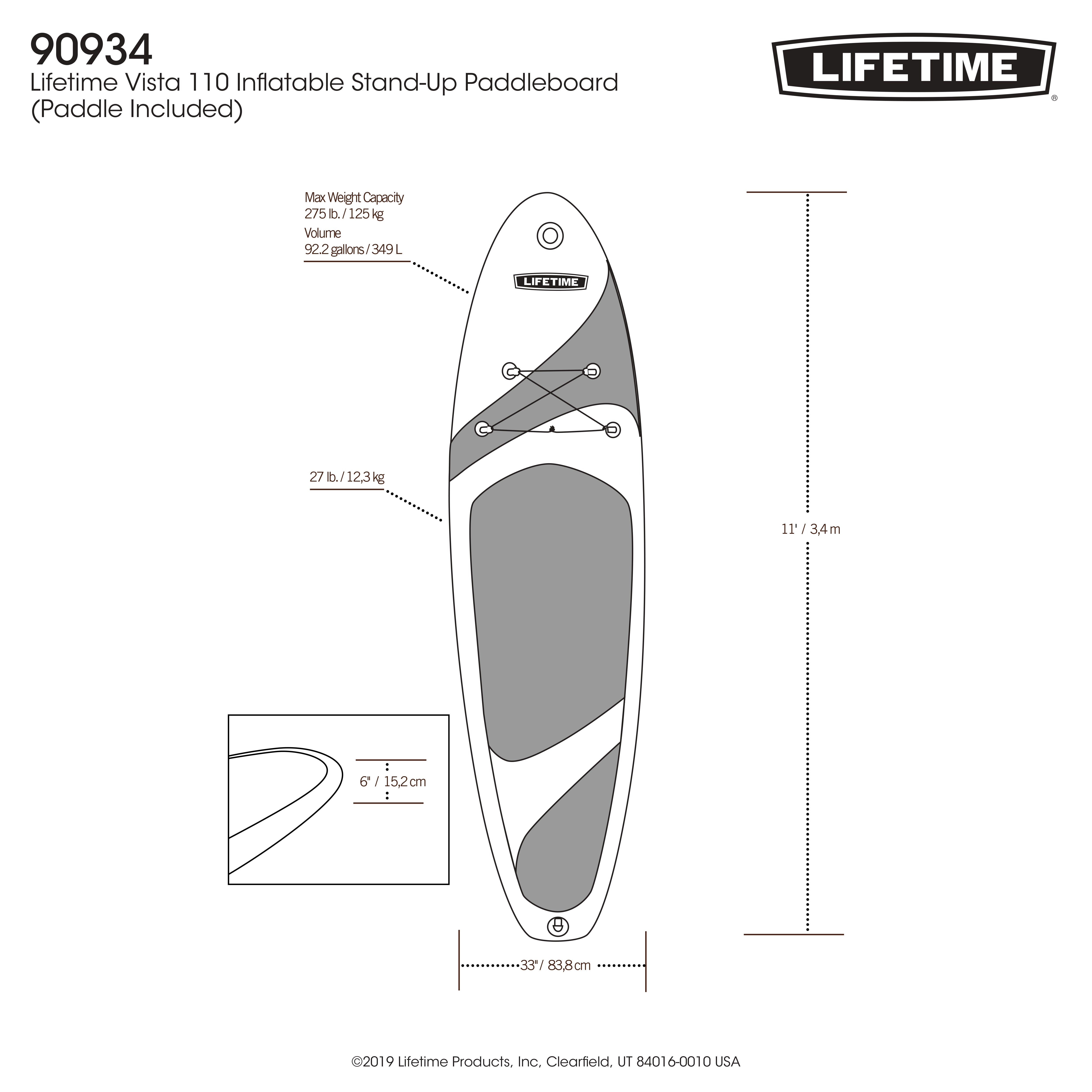 Vista 11 Ft. Inflatable Stand-Up Paddle Board (90934)