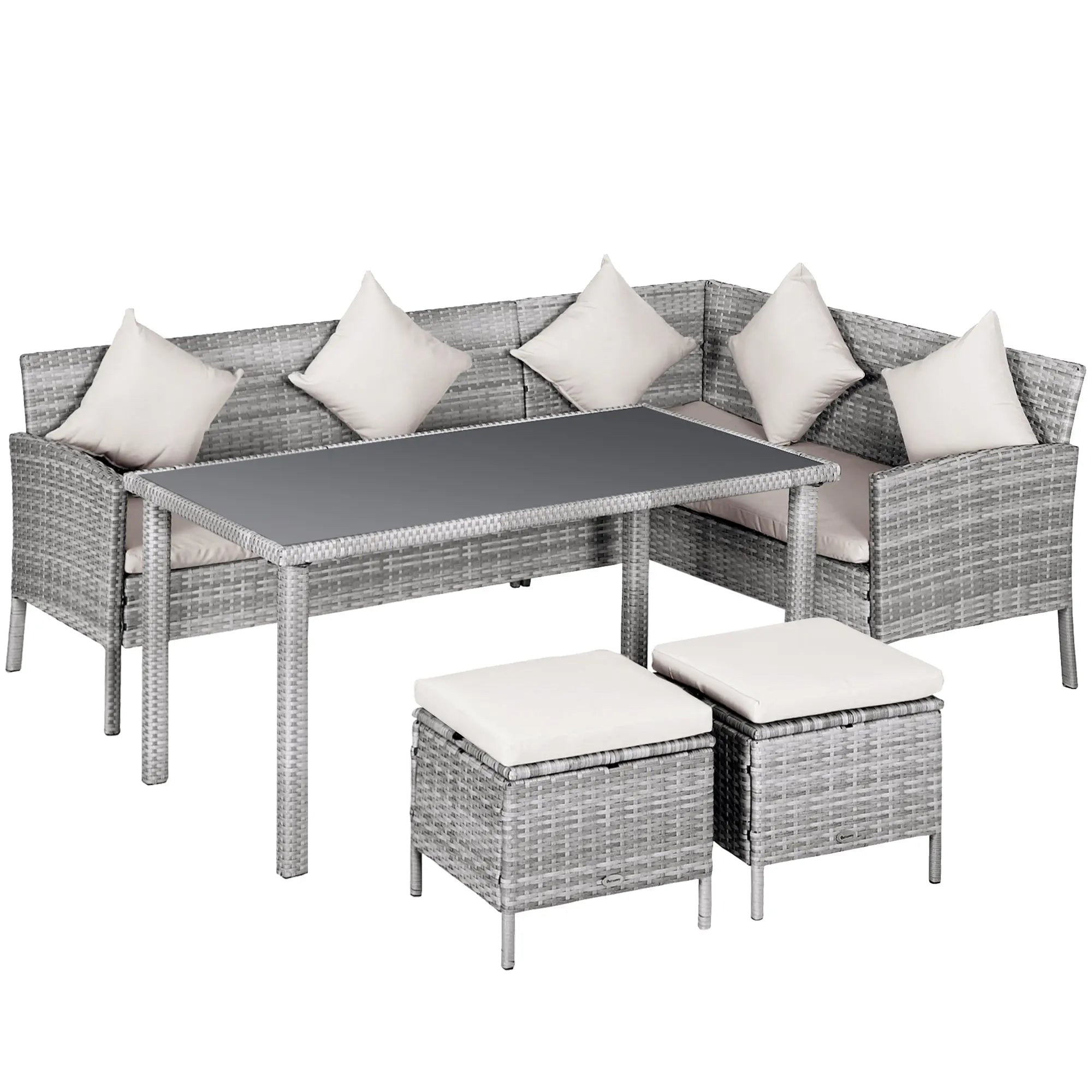 5 Piece Rattan Outdoor Patio Couch Set - The Vitality Estate