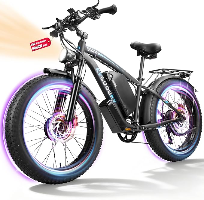 6000W Dual Motor Electric Bike for Adults - 58V Max-Output 1856Wh Fast Ebike with 47 MPH,Up to 105 Miles,24" Fat Tire Hydraulic Disc Brake Electric Bicycle,Off-Road Snow Mountain Commuter E-Bike - The Vitality Estate