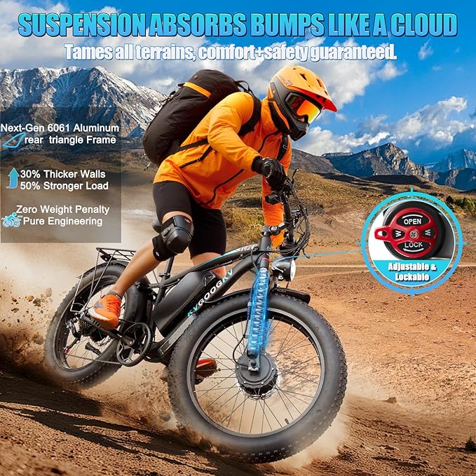 6000W Dual Motor Electric Bike for Adults - 58V Max-Output 1856Wh Fast Ebike with 47 MPH,Up to 105 Miles,24" Fat Tire Hydraulic Disc Brake Electric Bicycle,Off-Road Snow Mountain Commuter E-Bike - The Vitality Estate