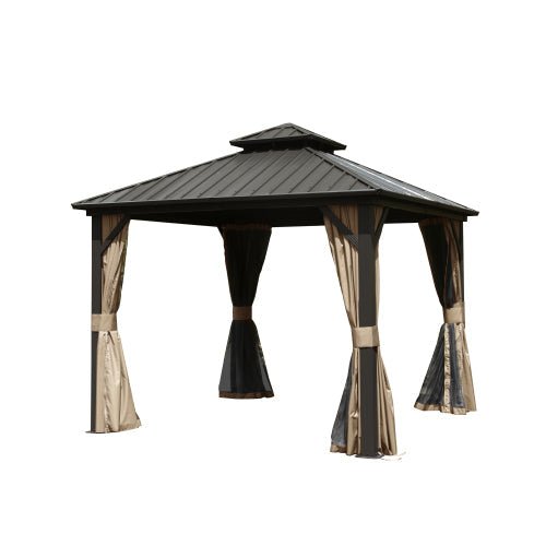 8' x 8' Hardtop Gazebo with Aluminum Frame and Double Roof Canopy - The Vitality Estate