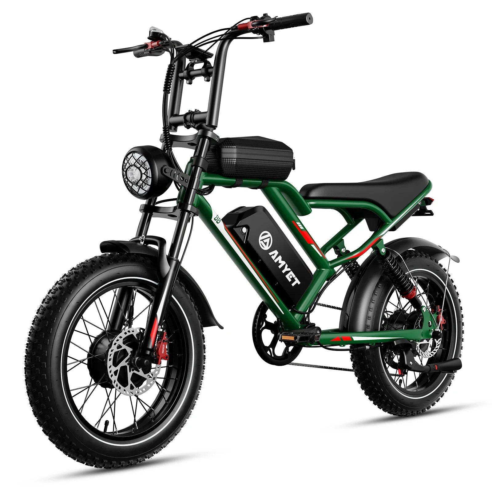 AMYET S8 Adults Electric Bike 2000W Dual Motor Bicycle 48V 25AH Battery 20" Ebike Electric E Bikes Mountain Moped Ebikes