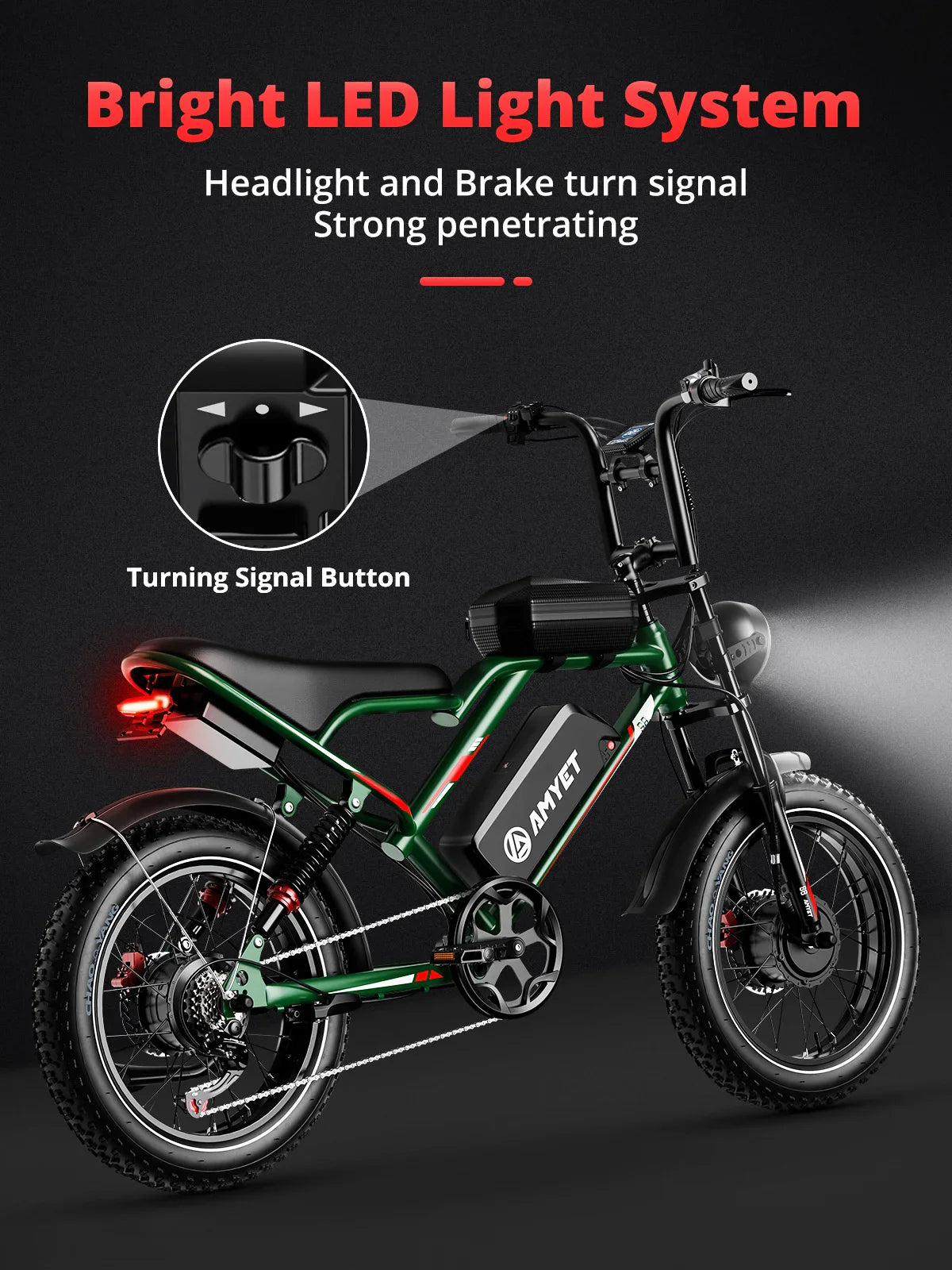 AMYET S8 Adults Electric Bike 2000W Dual Motor Bicycle 48V 25AH Battery 20" Ebike Electric E Bikes Mountain Moped Ebikes