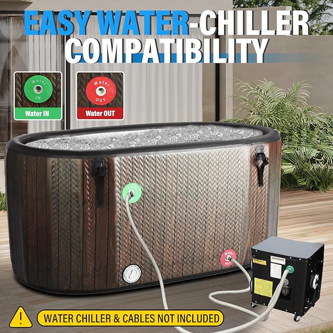 AKSPORT Ice Bath Tub for Athletes, 238 Gallons Inflatable Cold Plunge Tub Compatible with Water Chillers,Icebath for Recovery & Cold Water Therapy, Portable Bathtub for Indoor & Outdoor-Wood - The Vitality Estate
