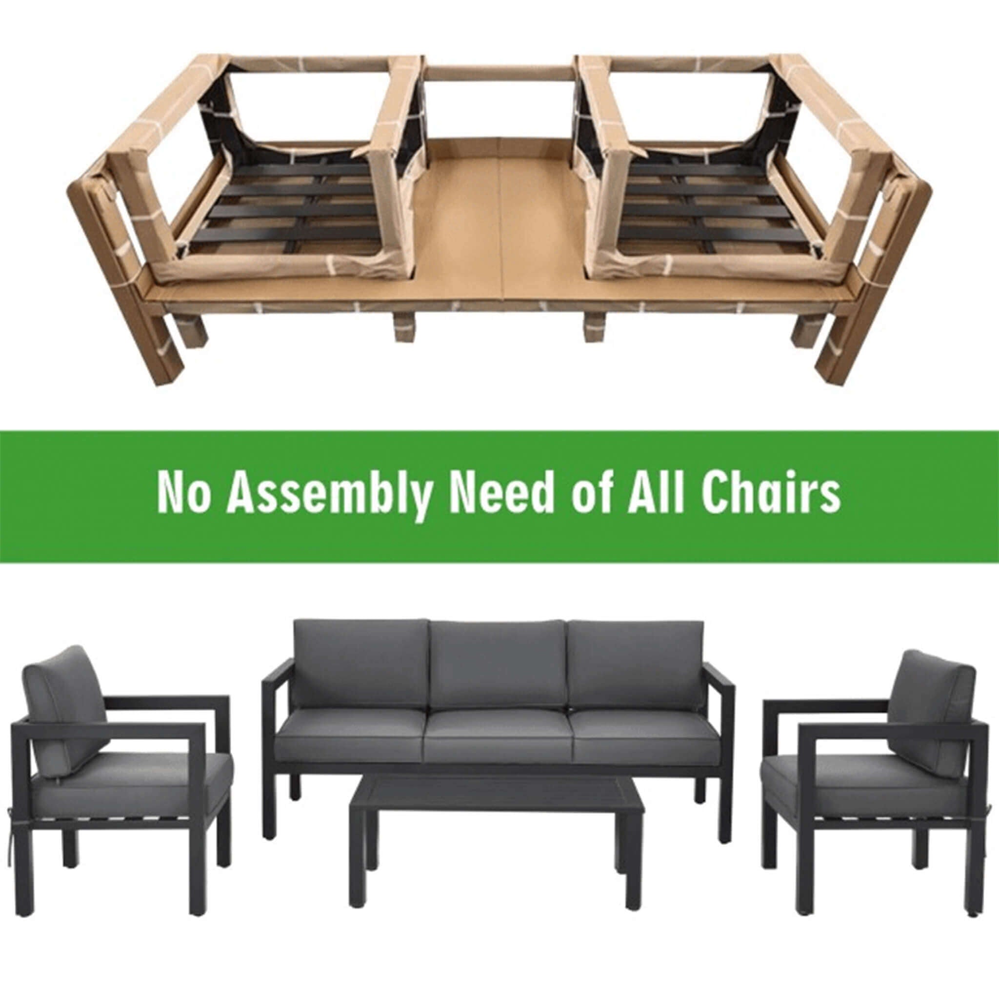Alora 4-Piece Premium Outdoor Aluminum Furniture Set For Backyard & Poolside (SAK73532) - The Vitality Estate