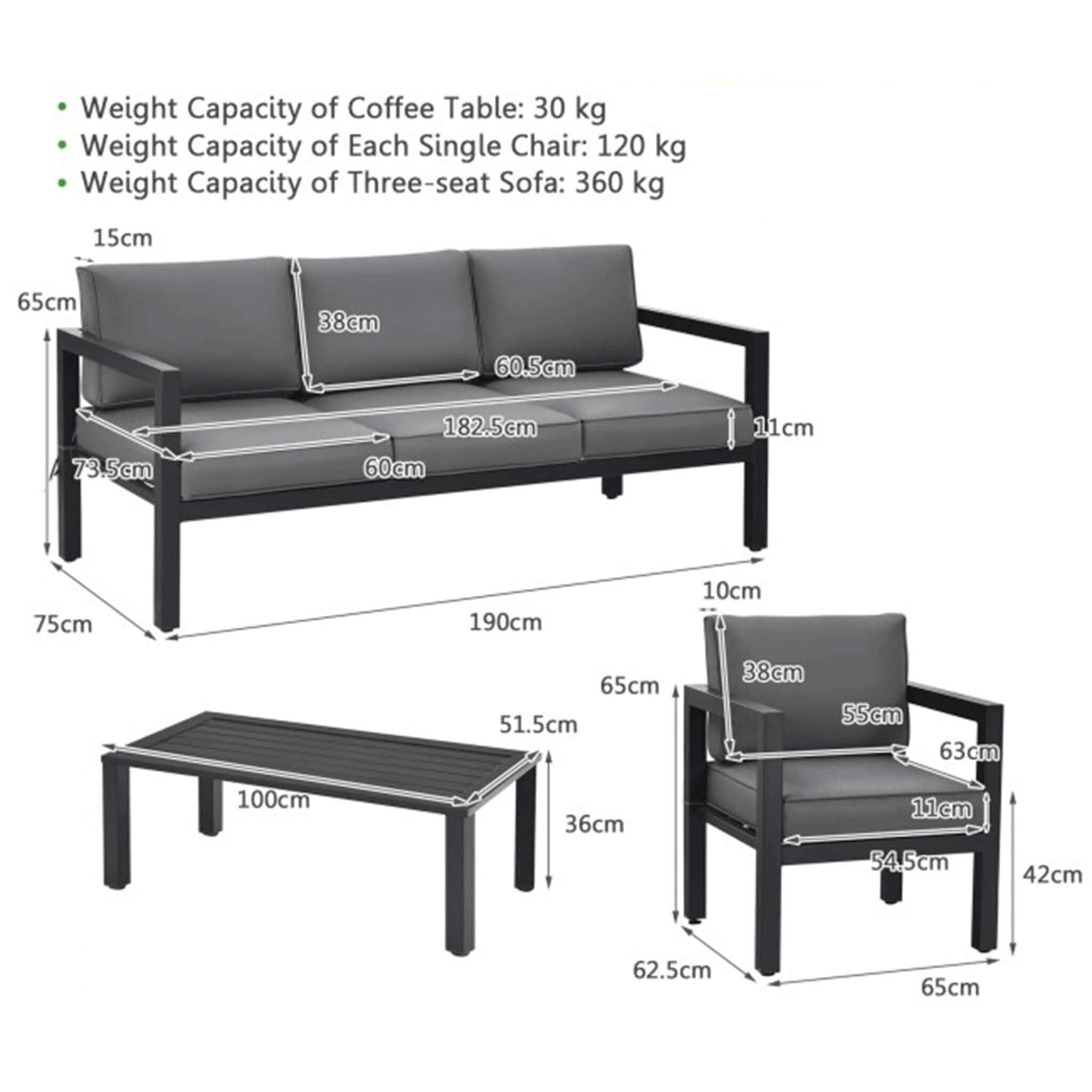 Alora 4-Piece Premium Outdoor Aluminum Furniture Set For Backyard & Poolside (SAK73532) - The Vitality Estate
