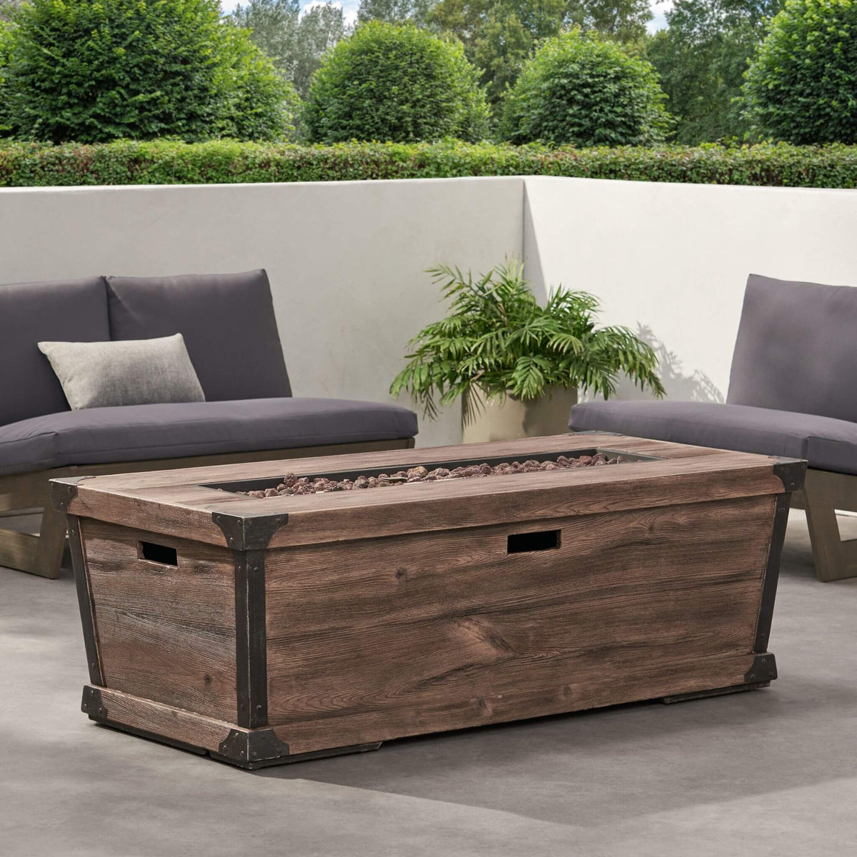 Alora 56-Inch Outdoor 50K BTU Wood Pattern Rectangle Gas Burning Fire Pit (SAK43681) - The Vitality Estate