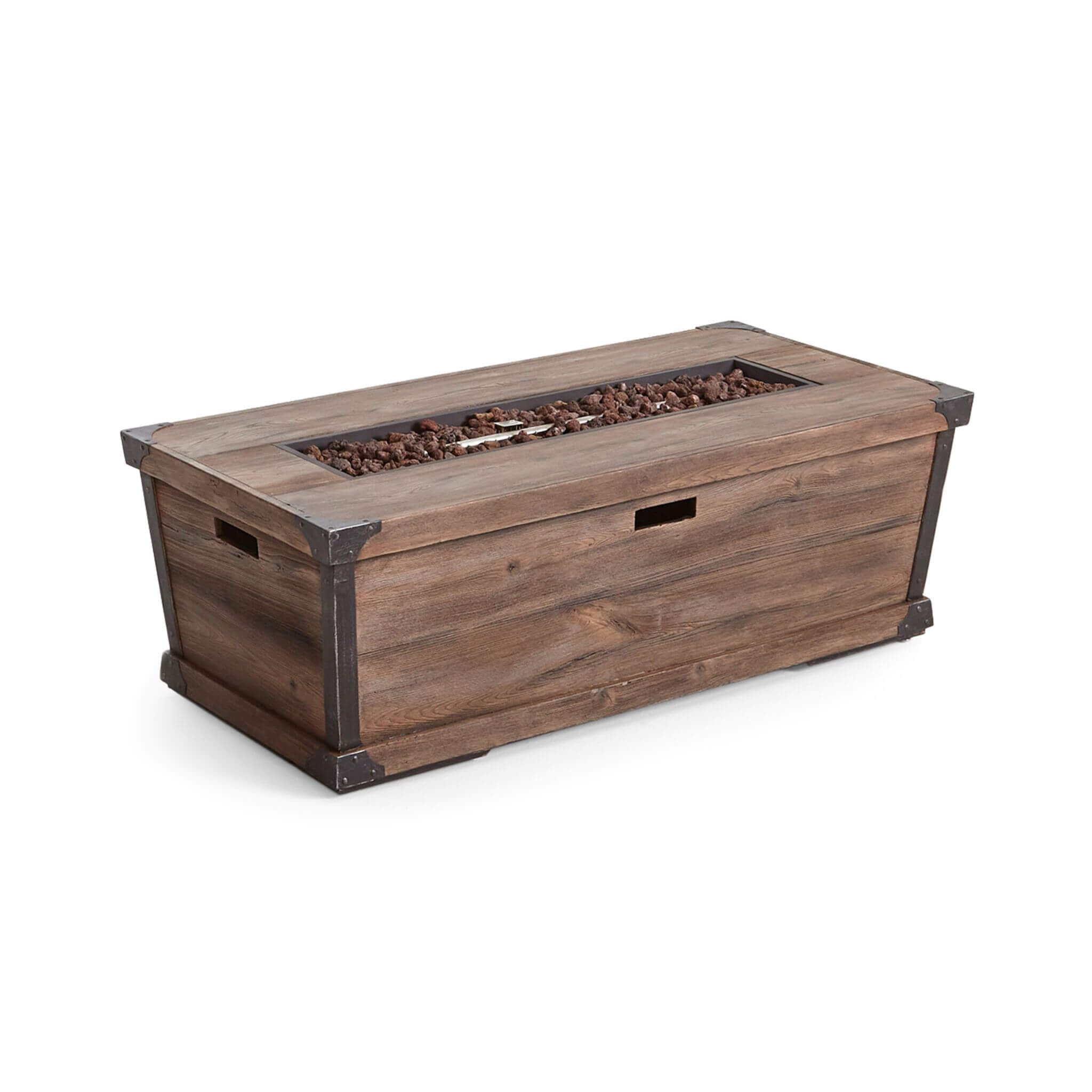 Alora 56-Inch Outdoor 50K BTU Wood Pattern Rectangle Gas Burning Fire Pit (SAK43681) - The Vitality Estate