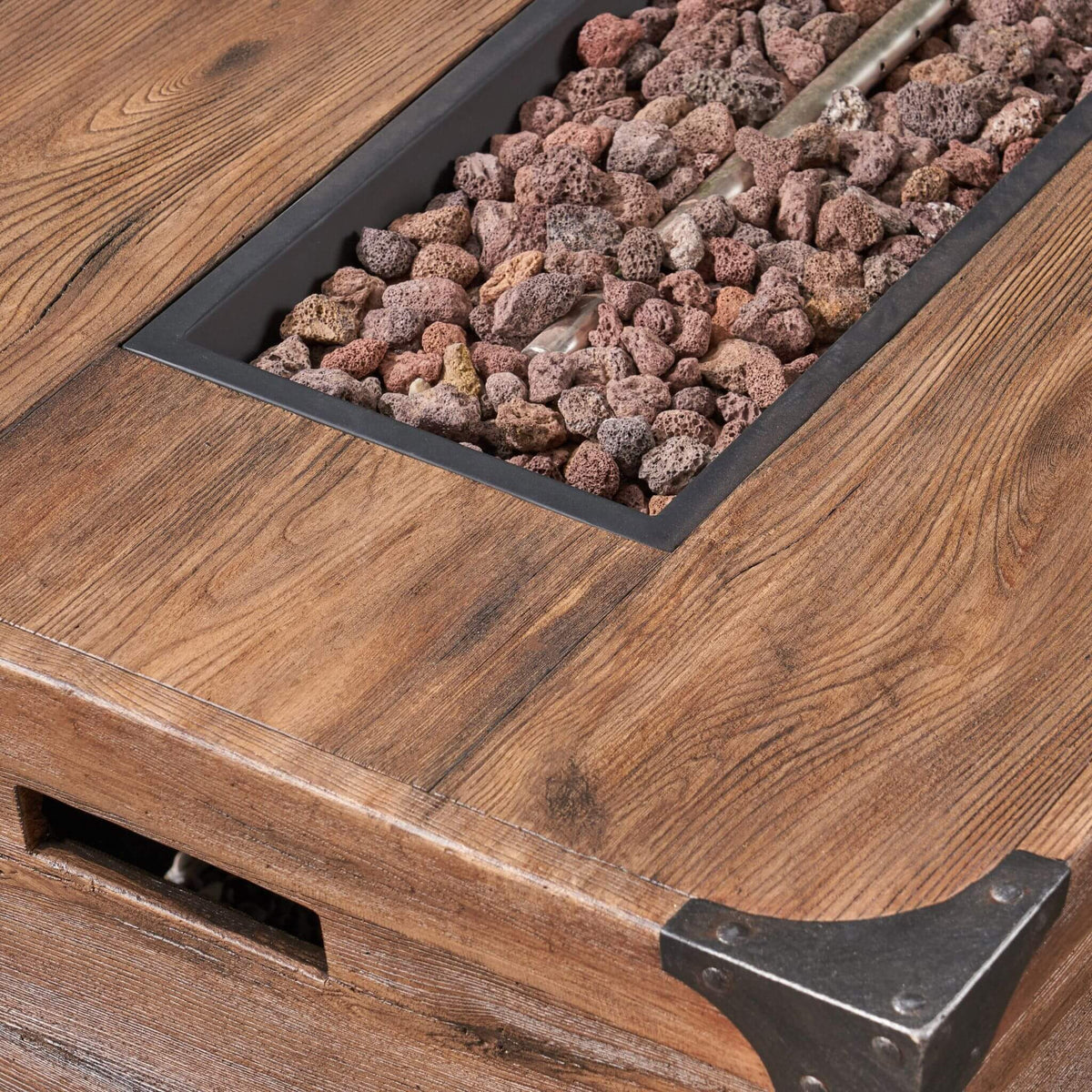 Alora 56-Inch Outdoor 50K BTU Wood Pattern Rectangle Gas Burning Fire Pit (SAK43681) - The Vitality Estate