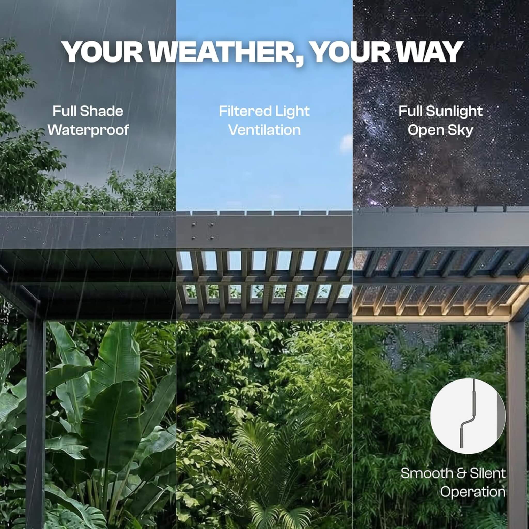 Alora Aluminum Louvered Pergola Kit With Adjustable Roof & Drainage (SAK94316) - The Vitality Estate