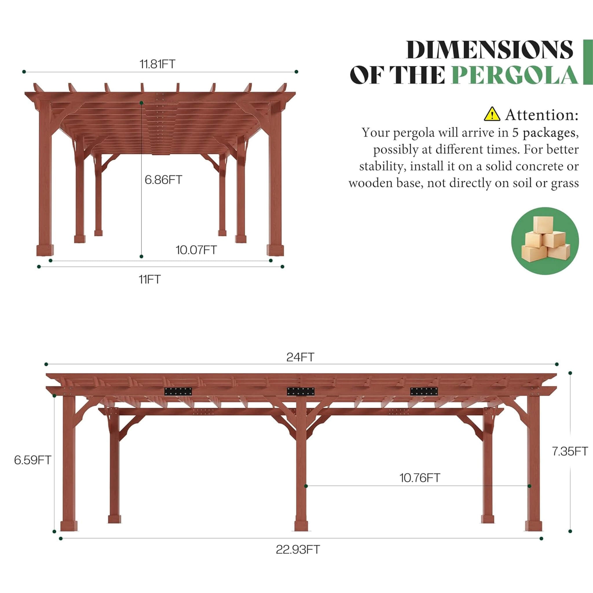 Alora Large Outdoor Cedar Wood Pergola Kit With Slatted Roof (SAK31064) - The Vitality Estate