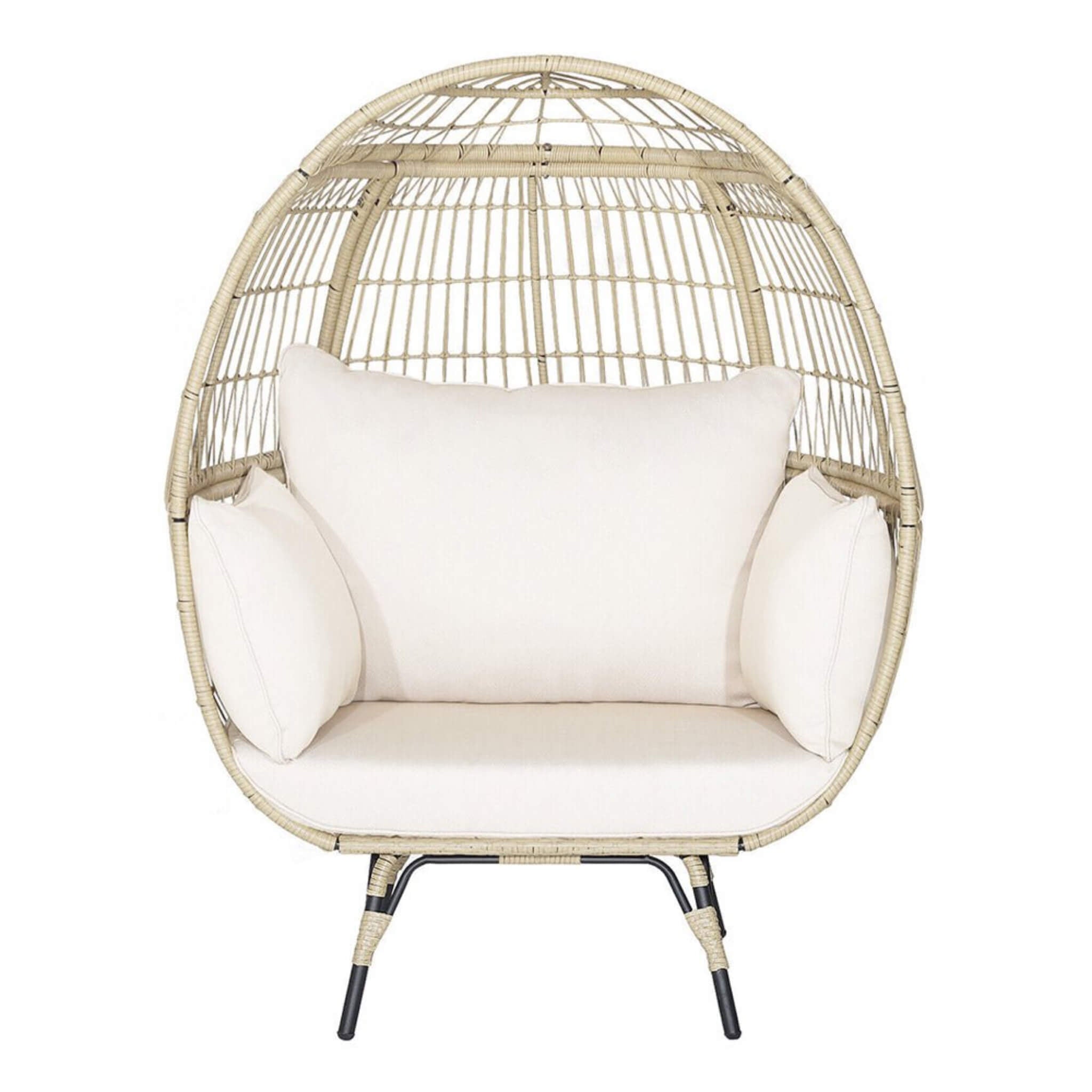 Alora Premium 57-Inch Oversized Rattan Patio Egg Lounge Chair Basket With Cushions (SAK91684) - The Vitality Estate