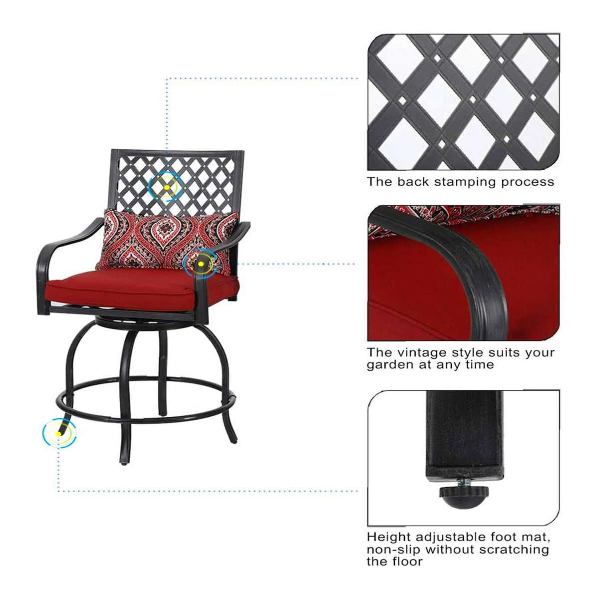 Alora Premium 6-Piece Bar Patio Furniture Set With Umbrella, Swivel Chairs, And Cushions (SAK90375) - The Vitality Estate