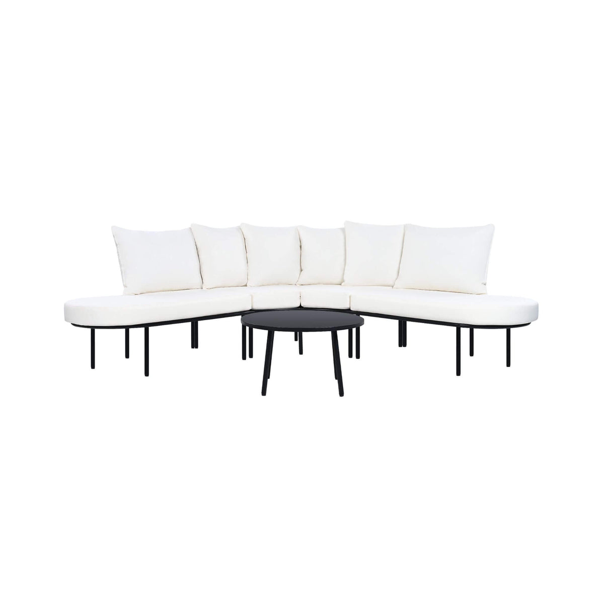 Alora Premium Half-Moon 6-Person Curved All-Weather Outdoor Furniture Sofa Patio Set With Coffee Table And Cushions (SAK76332) - The Vitality Estate