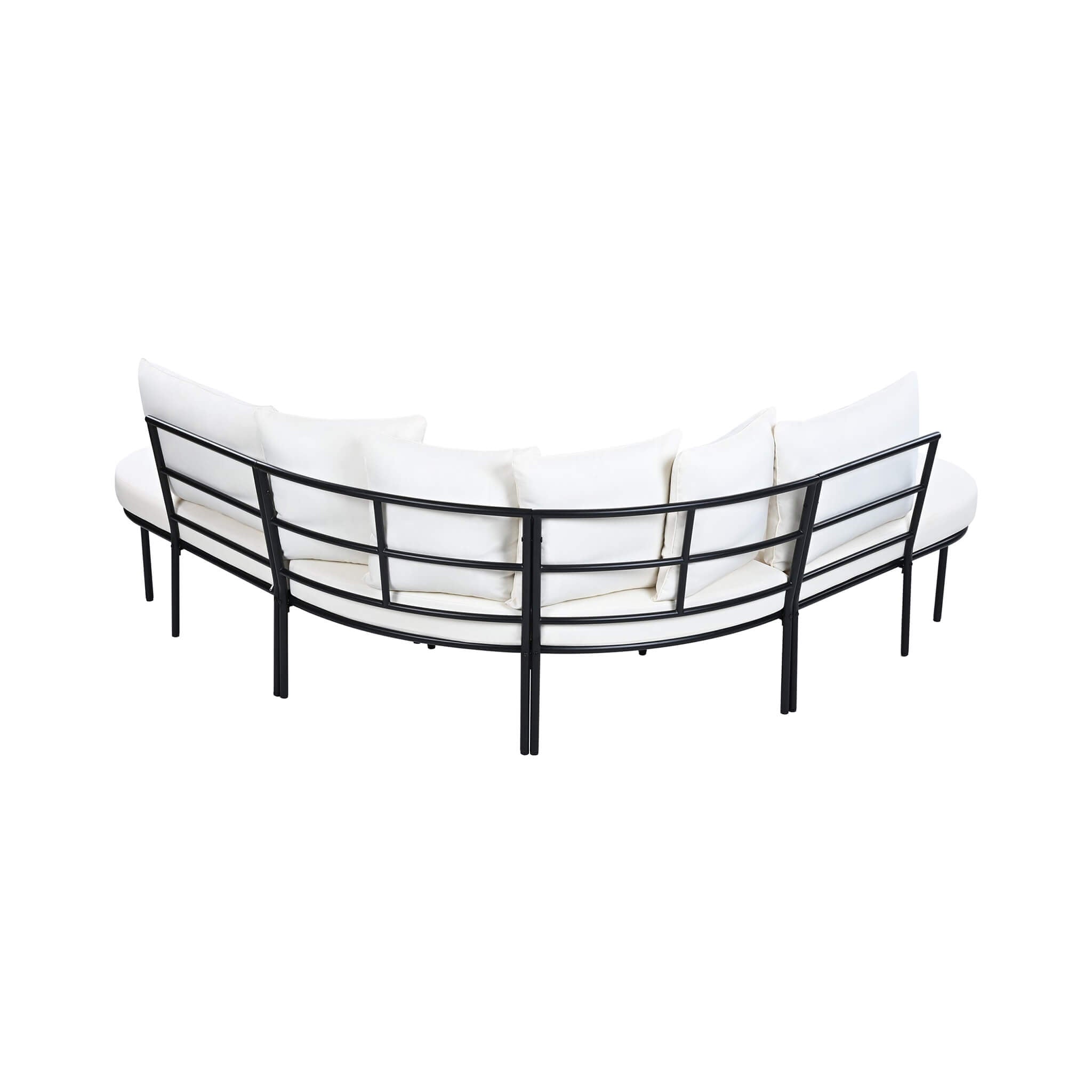 Alora Premium Half-Moon 6-Person Curved All-Weather Outdoor Furniture Sofa Patio Set With Coffee Table And Cushions (SAK76332) - The Vitality Estate