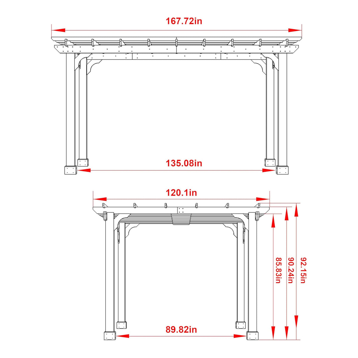 Alora Premium Outdoor Cedar Wood Pergola With Slatted Roof (SAK87024) - The Vitality Estate