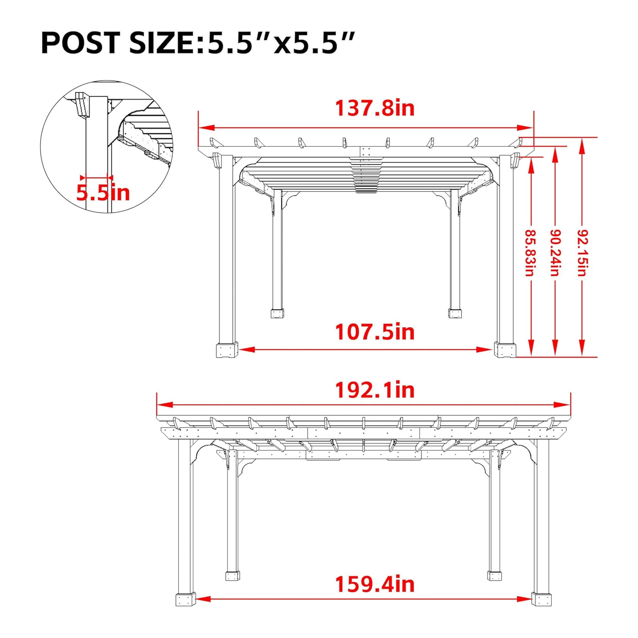 Alora Premium Outdoor Cedar Wood Pergola With Slatted Roof (SAK87024) - The Vitality Estate