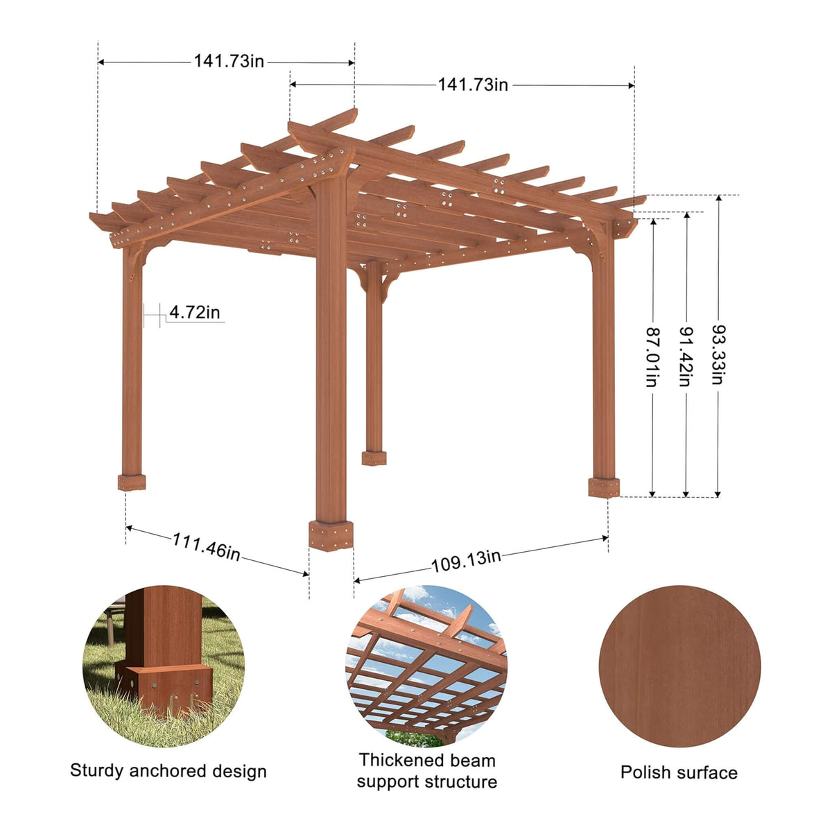 Alora Premium Outdoor Cedar Wood Pergola With Slatted Roof (SAK87024) - The Vitality Estate