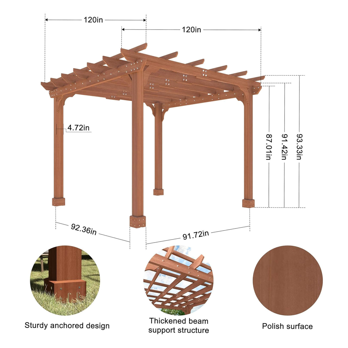 Alora Premium Outdoor Cedar Wood Pergola With Slatted Roof (SAK87024) - The Vitality Estate