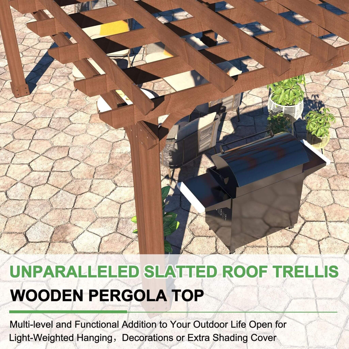 Alora Premium Outdoor Cedar Wood Pergola With Slatted Roof (SAK87024) - The Vitality Estate