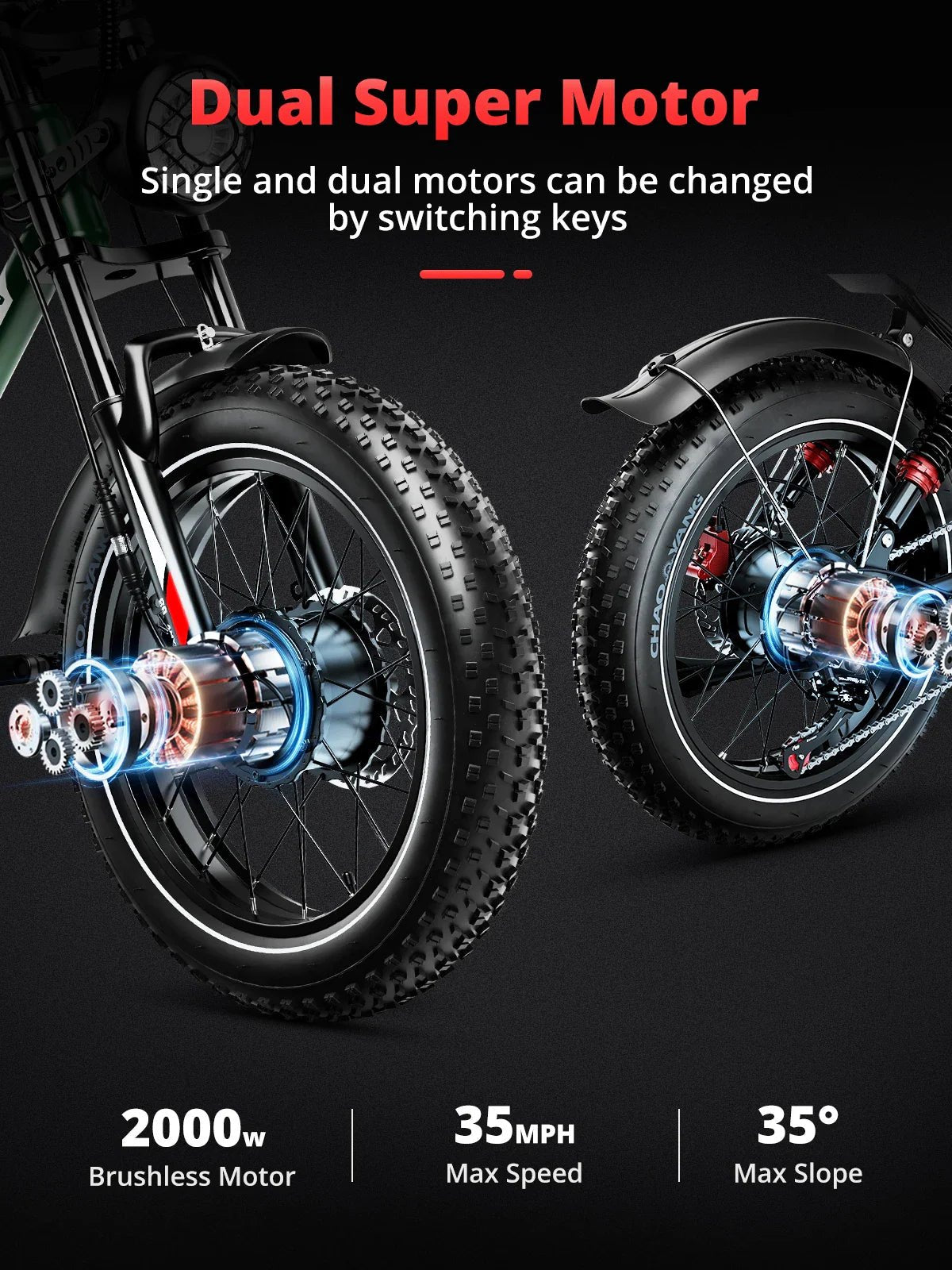 AMYET S8 Adults Electric Bike 2000W Dual Motor Bicycle 48V 25AH Battery 20" Ebike Electric E Bikes Mountain Moped Ebikes - The Vitality Estate