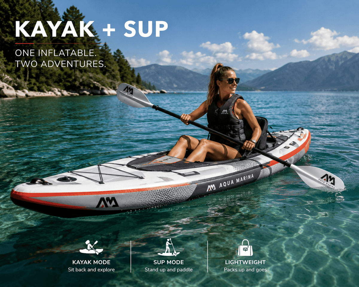 Aqua Marina CASCADE 11'2" Inflatable Kayak + SUP Hybrid - The Vitality Estate