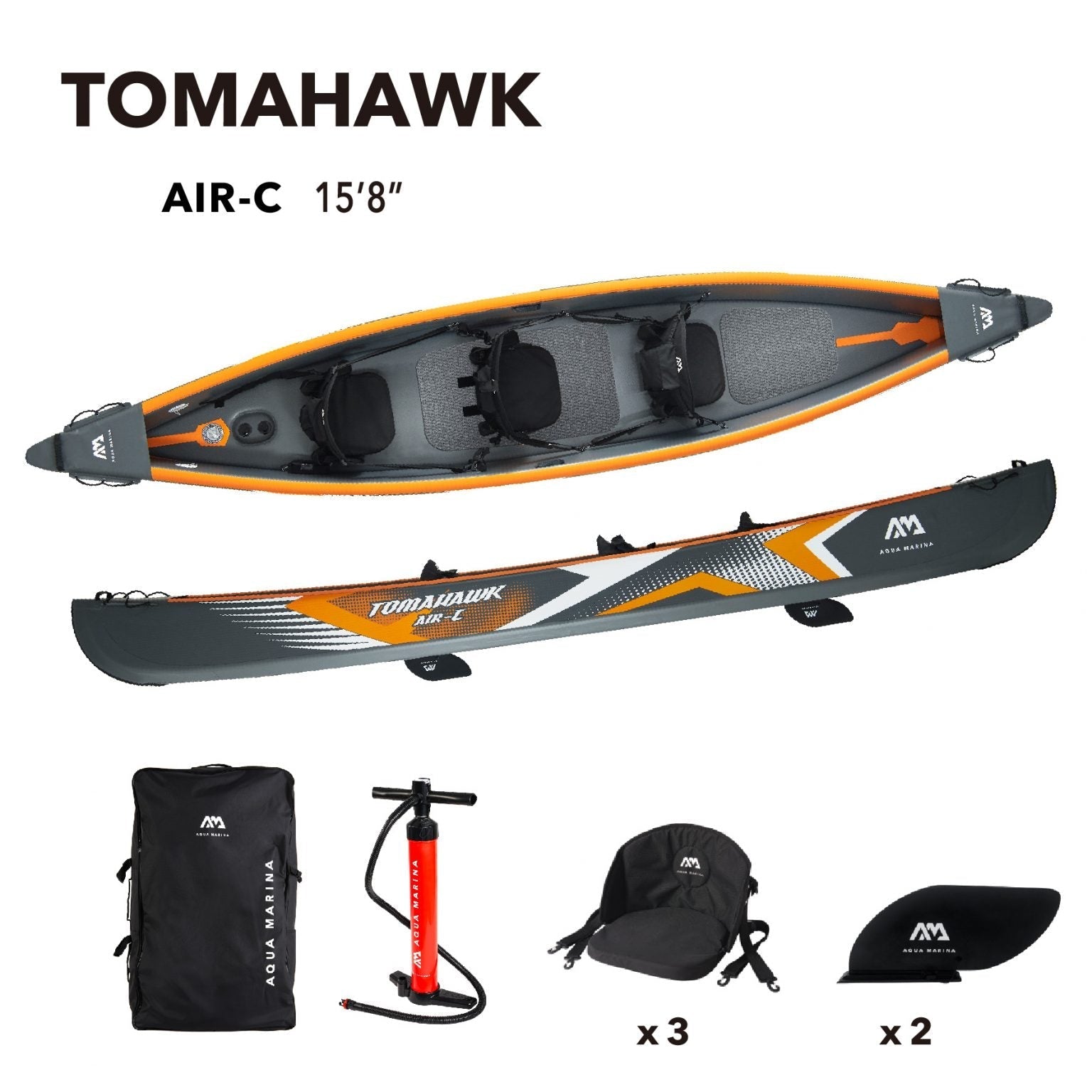 Aqua Marina TOMAHAWK AIR-C 15'8" Inflatable High Pressure Speed Kayak / Canoe - The Vitality Estate
