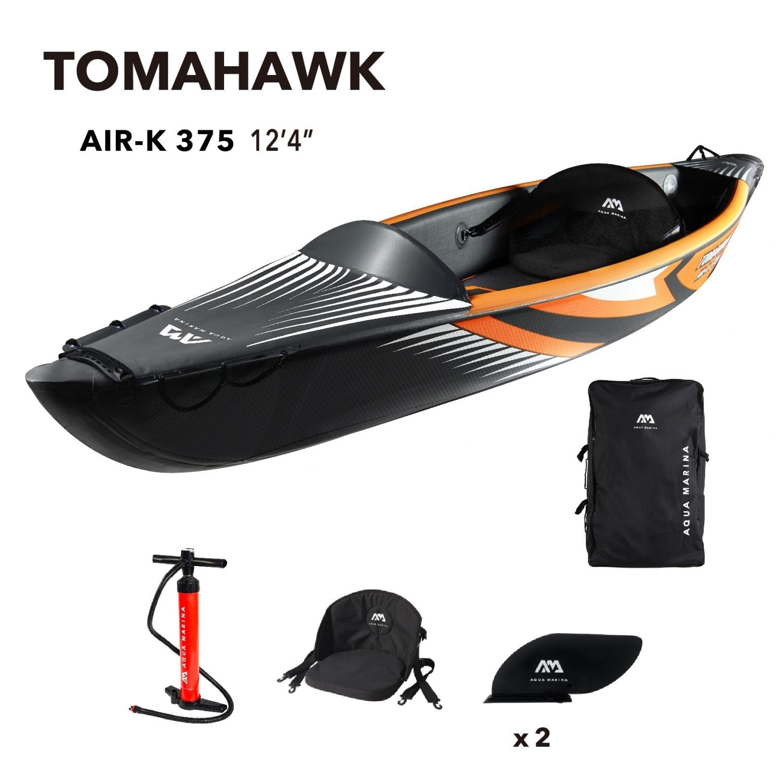 Aqua Marina TOMAHAWK AIR-K 12'4" Inflatable High Pressure Speed Kayak / Canoe - The Vitality Estate