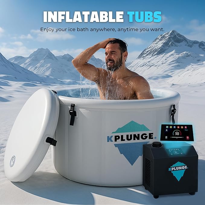 Arctic Fox 39" 1-Person Inflatable Cold Plunge Ice Bath or Hot Tub with 1 HP Chiller and Heater, PVC Insulated Lid, Hand Pump, Repair Kit, 88-Gallon Capacity, Indoor/Outdoor Tub ā Gray - The Vitality Estate