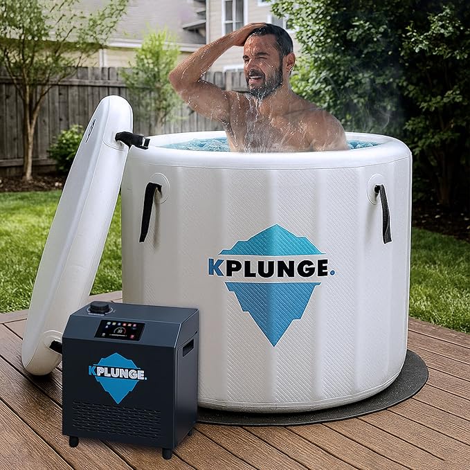 Arctic Fox 39" 1-Person Inflatable Cold Plunge Ice Bath or Hot Tub with 1 HP Chiller and Heater, PVC Insulated Lid, Hand Pump, Repair Kit, 88-Gallon Capacity, Indoor/Outdoor Tub – Gray - The Vitality Estate