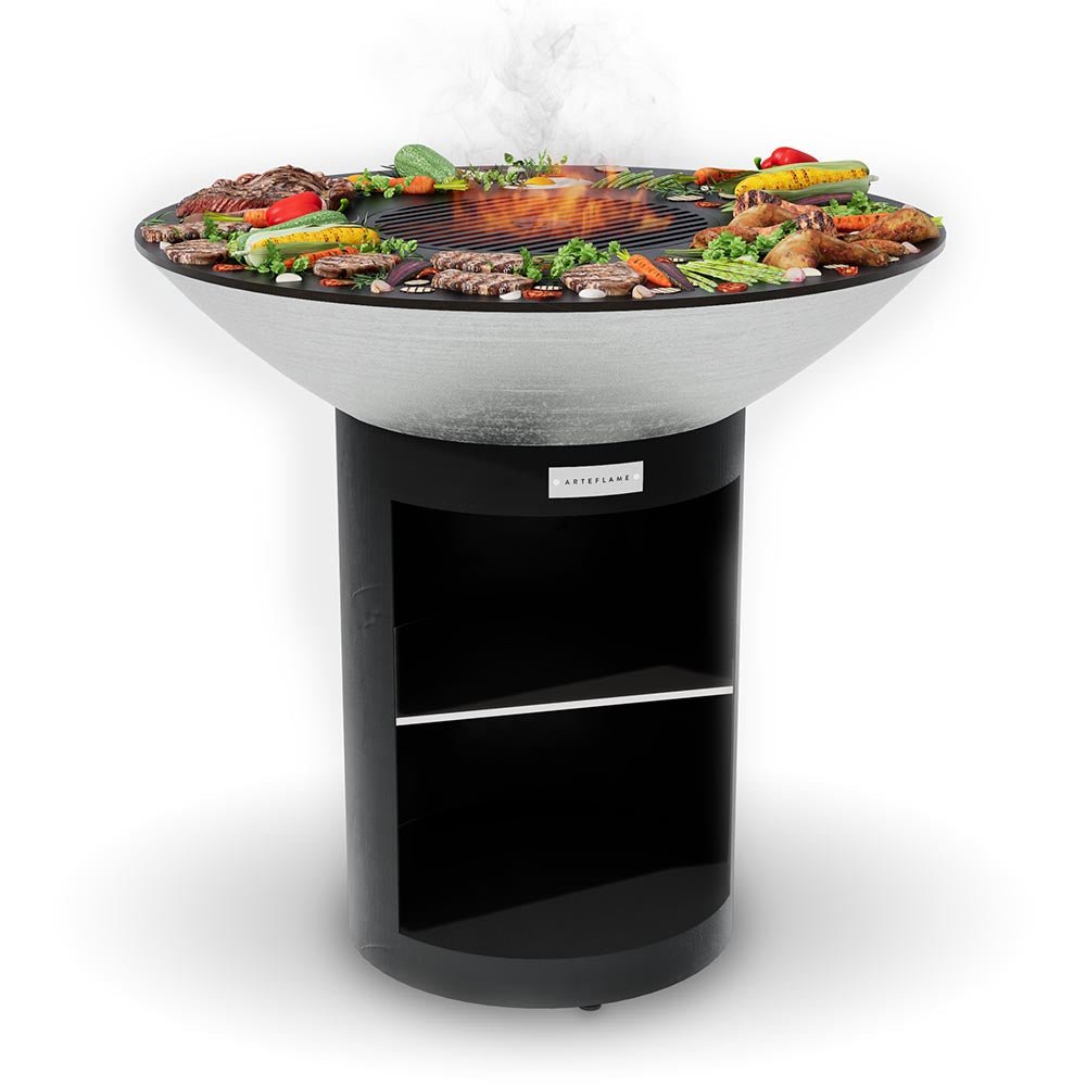 Arteflame 40″ Platinum Series — Stainless Fire Bowl Flat-Top Grill with Storage Base - The Vitality Estate