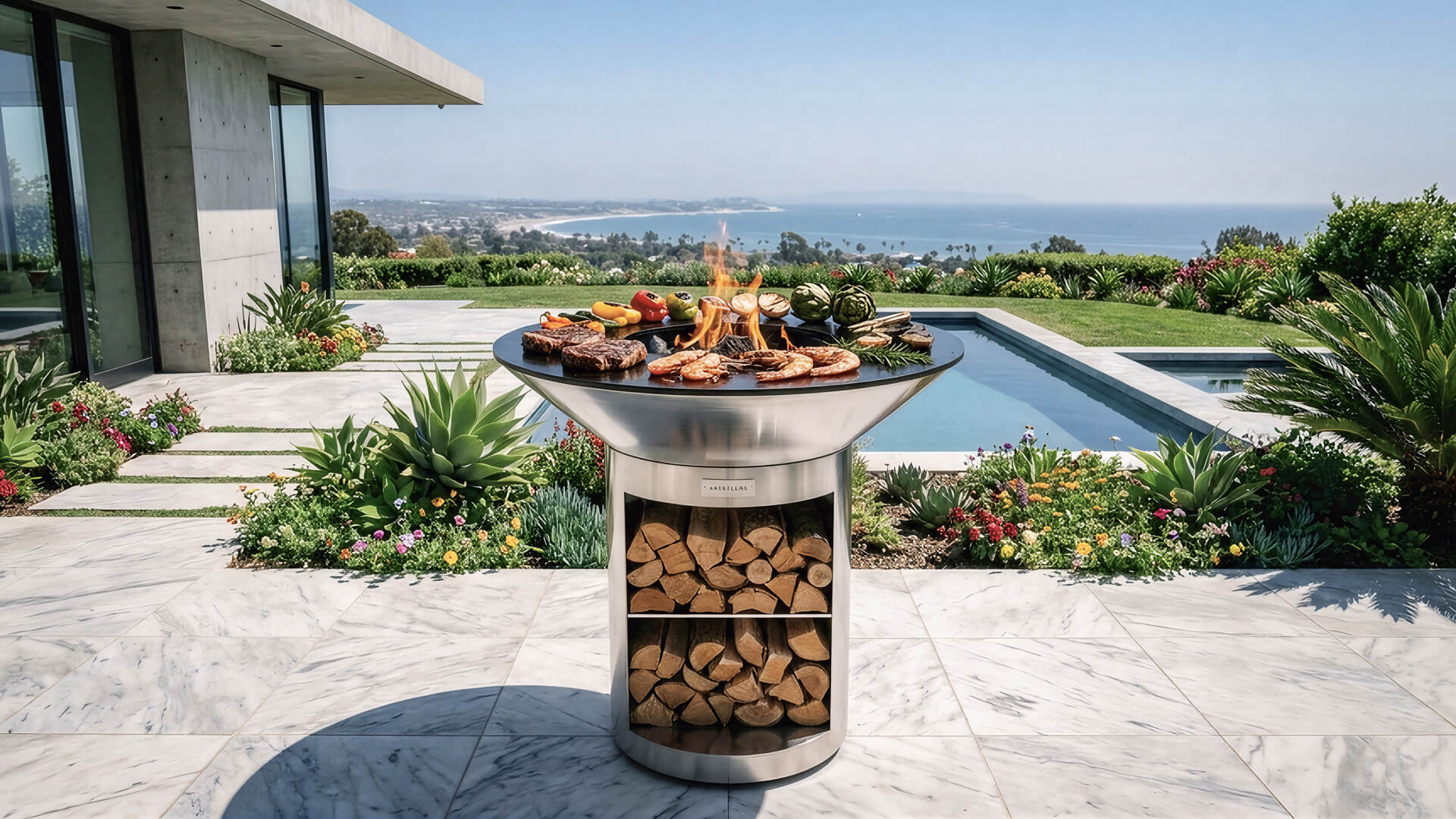 Arteflame 40″ Platinum Series — Stainless Fire Bowl Flat-Top Grill with Storage Base - The Vitality Estate