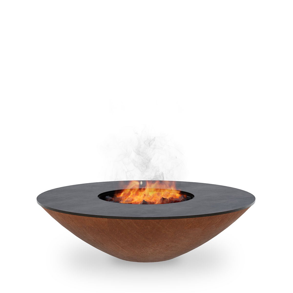 Arteflame Classic 40″ — Fire Pit with Cooktop (CORTEN Bowl; Short Round / Short Euro / Built-In No Base) - The Vitality Estate