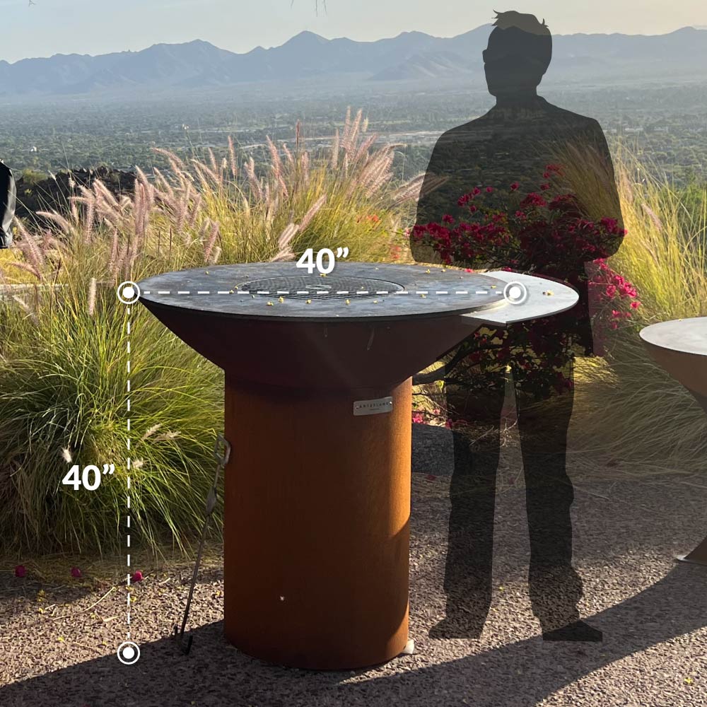 Arteflame Classic 40″ — Storage Base Flat-Top Grill & Fire Bowl (CORTEN Steel) - The Vitality Estate