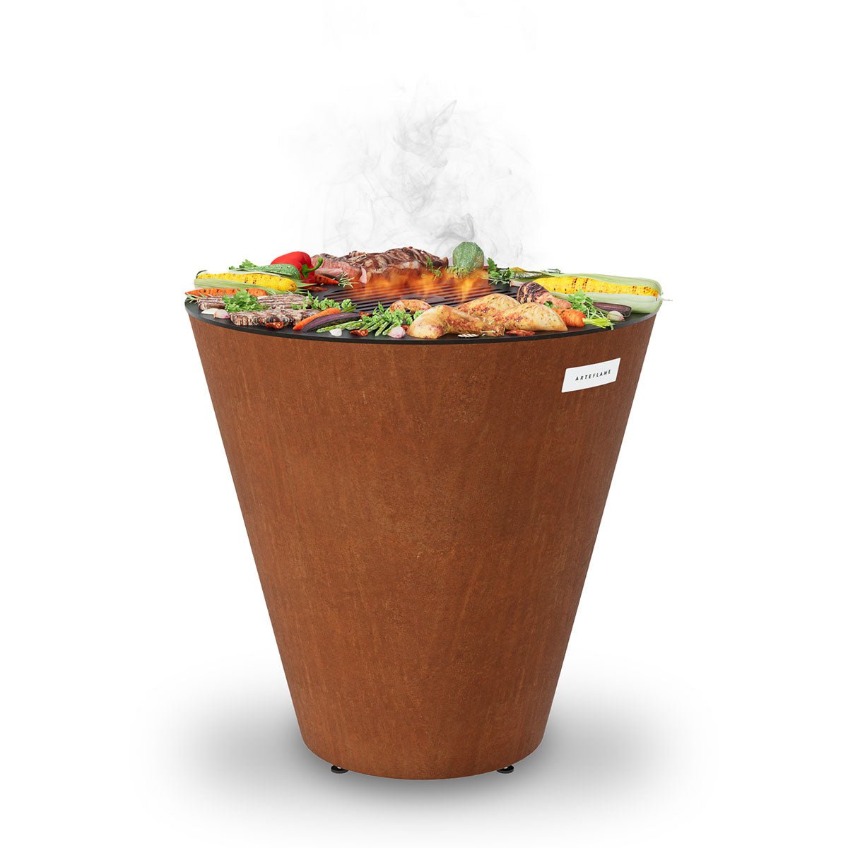 Arteflame ONE30 — 30″ One Series Flat-Top Charcoal Grill & Fire Bowl (Single-Piece CORTEN Steel) - The Vitality Estate