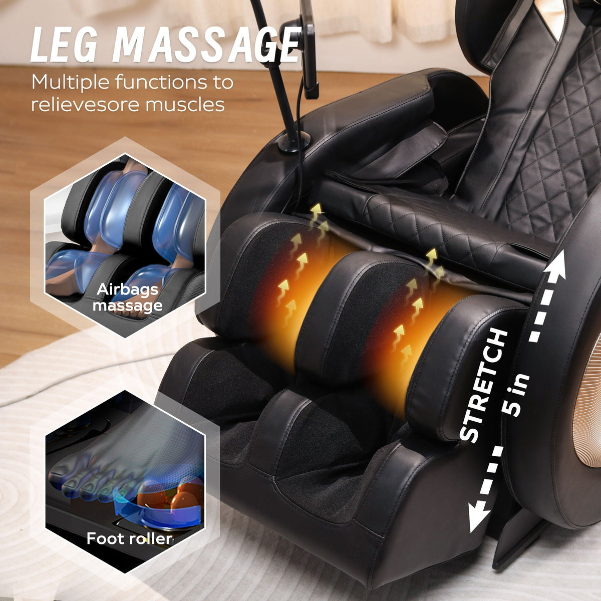 Automatic Massage Chair Recliner With Zero Gravity And Full Body Air Pressure - Black - The Vitality Estate