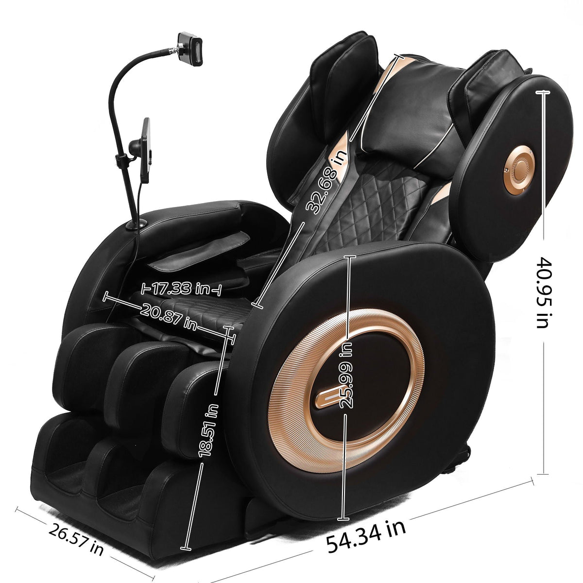 Automatic Massage Chair Recliner With Zero Gravity And Full Body Air Pressure - Black - The Vitality Estate